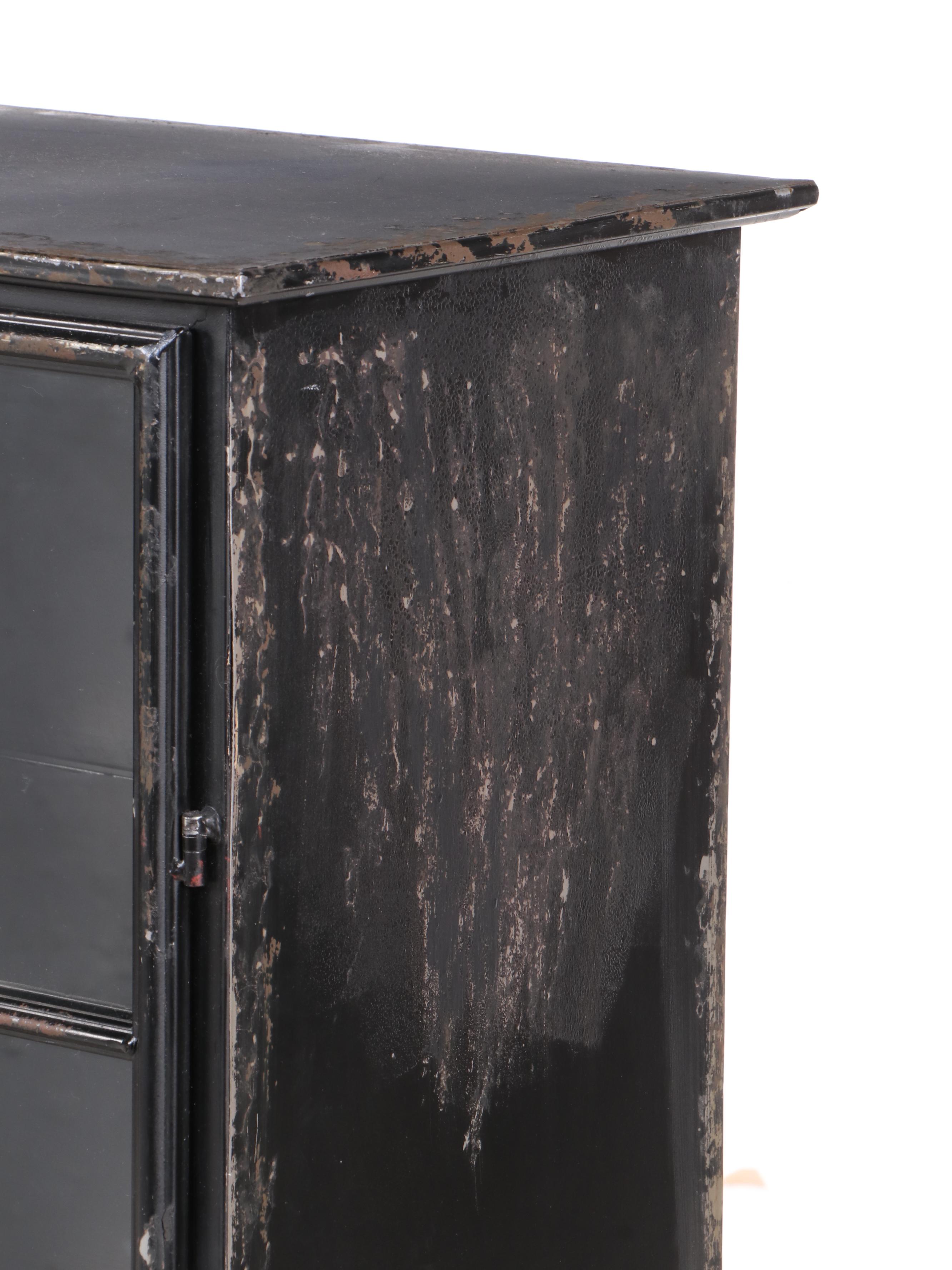 Industrial Style Black Metal Display Cabinet, 20th Century