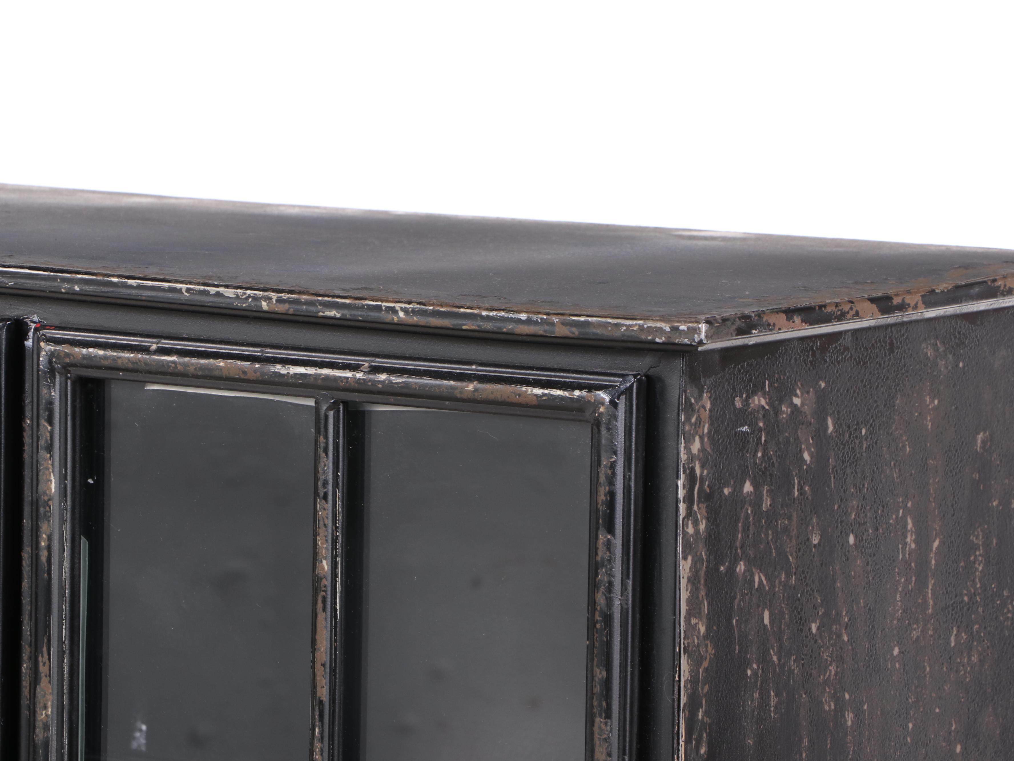 Industrial Style Black Metal Display Cabinet, 20th Century