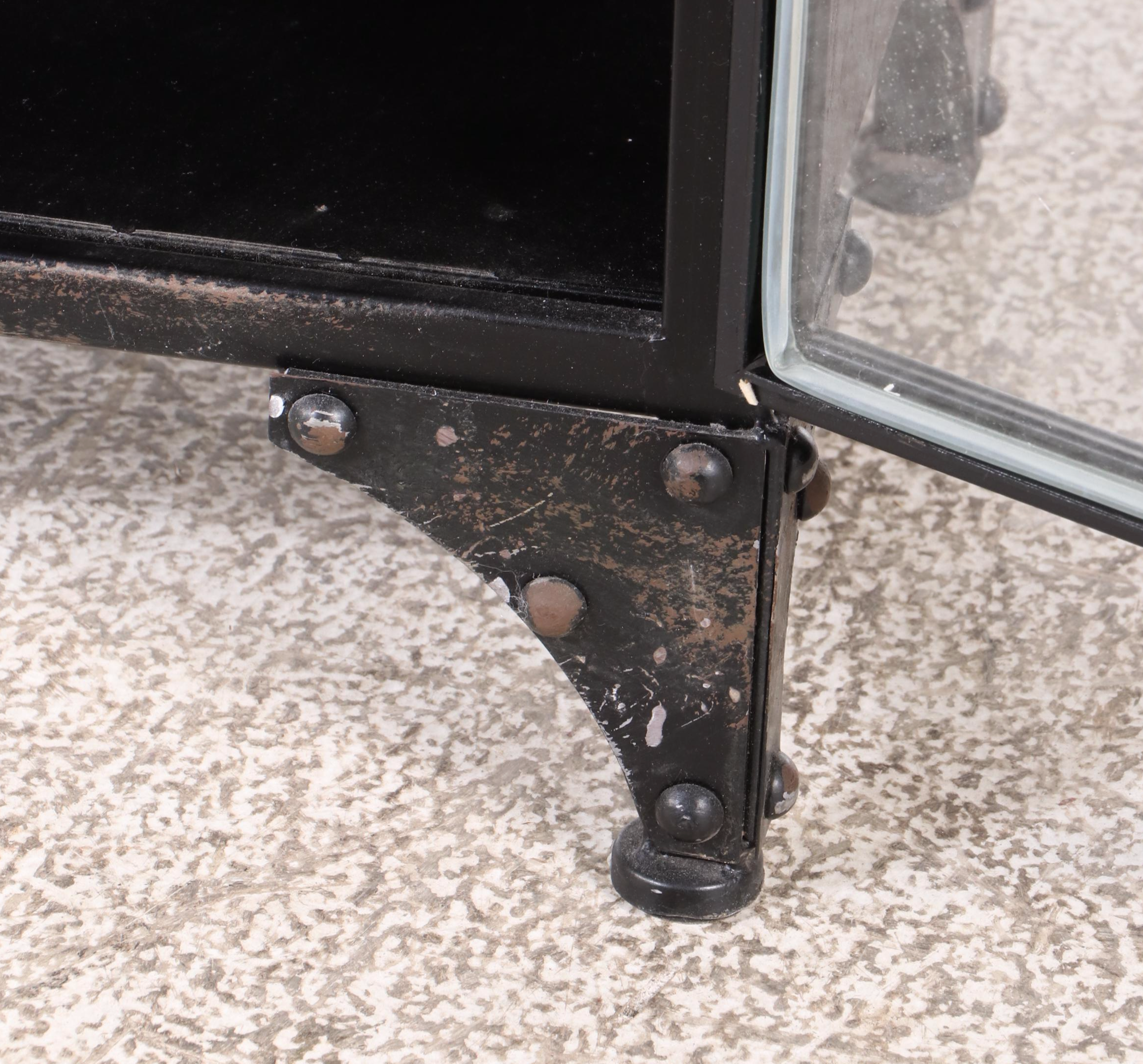 Industrial Style Black Metal Display Cabinet, 20th Century