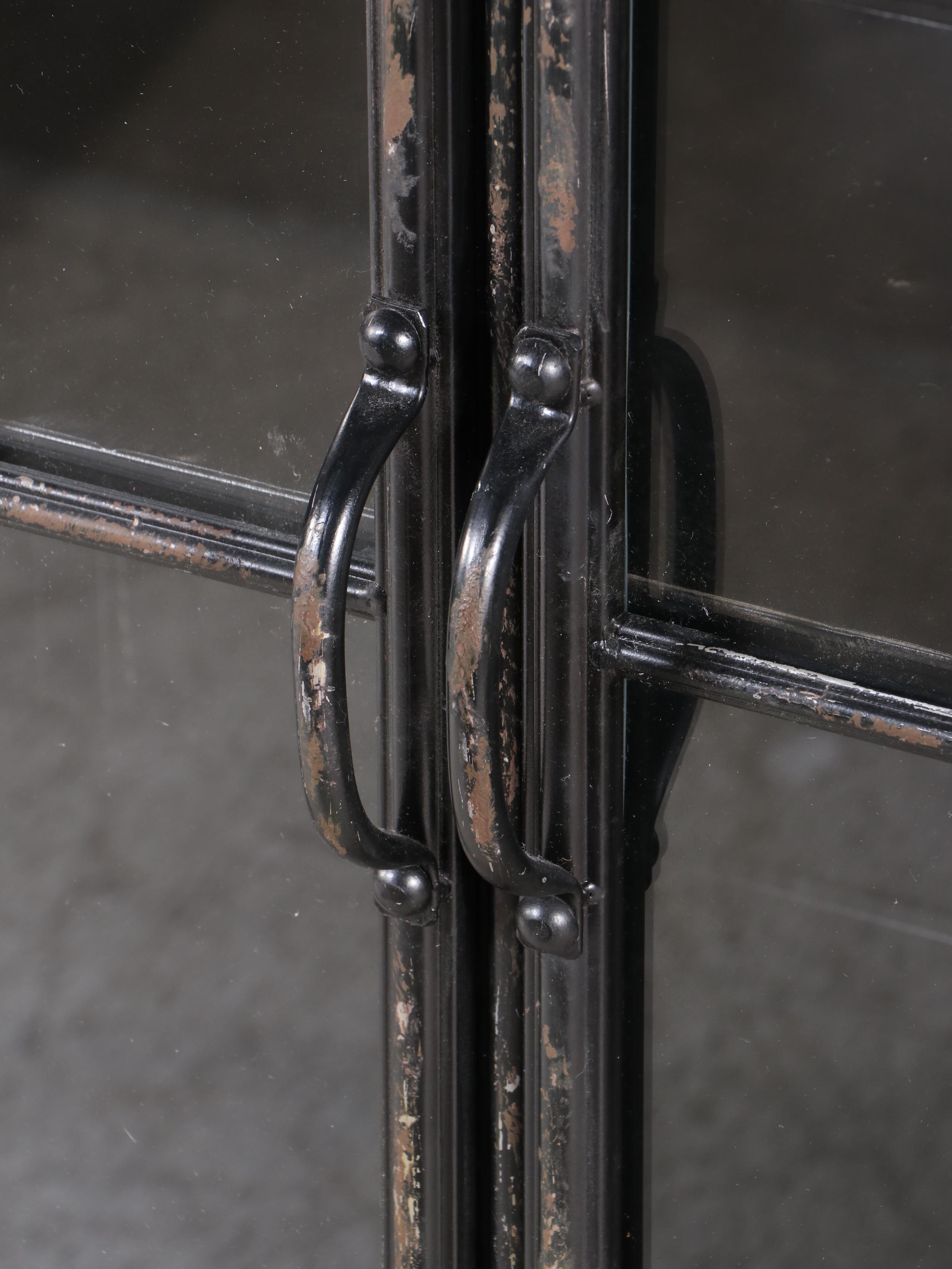 Industrial Style Black Metal Display Cabinet, 20th Century