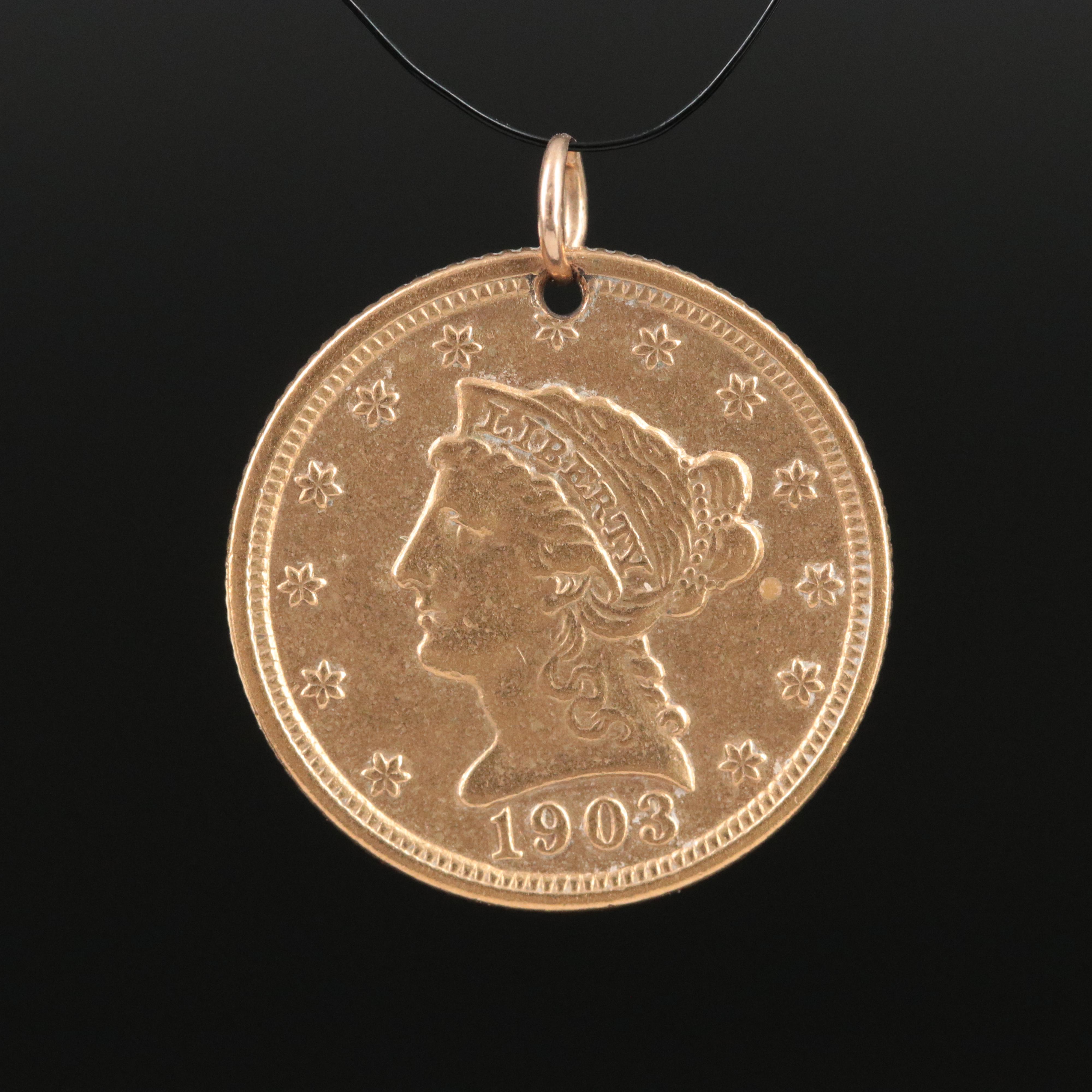 1903 Liberty Head $2 1/2 Gold Coin Pendant