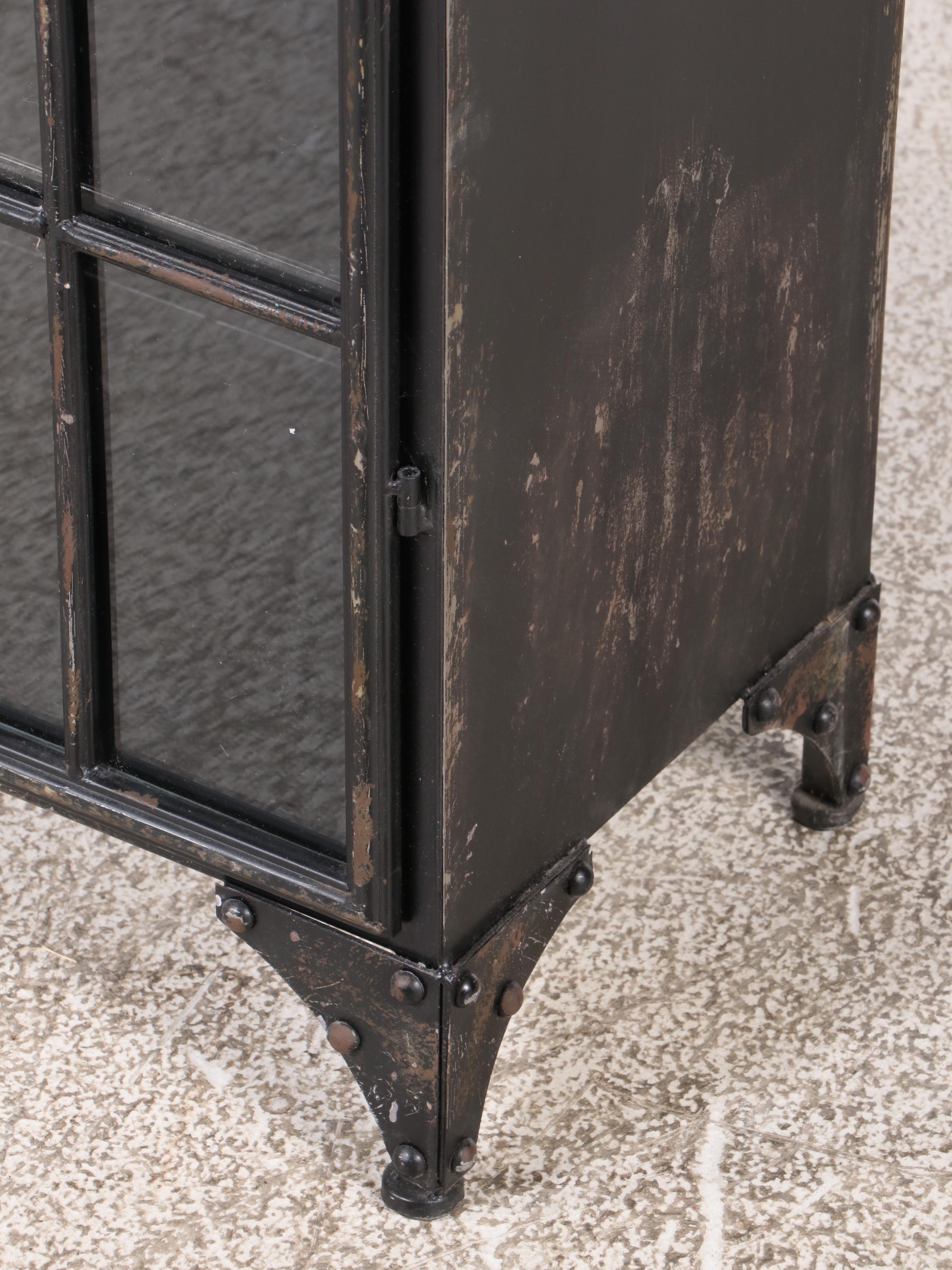 Industrial Style Black Metal Display Cabinet, 20th Century