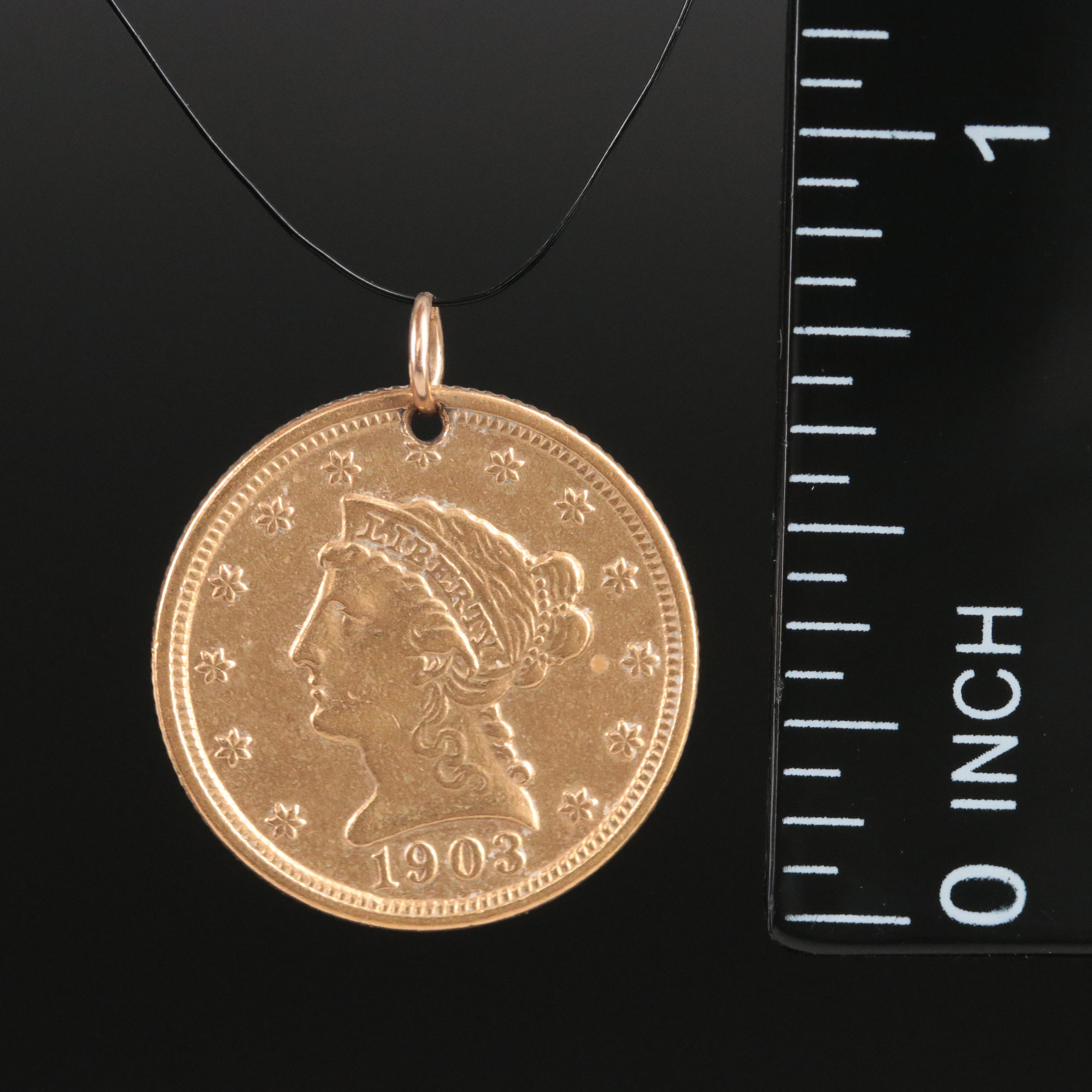 1903 Liberty Head $2 1/2 Gold Coin Pendant