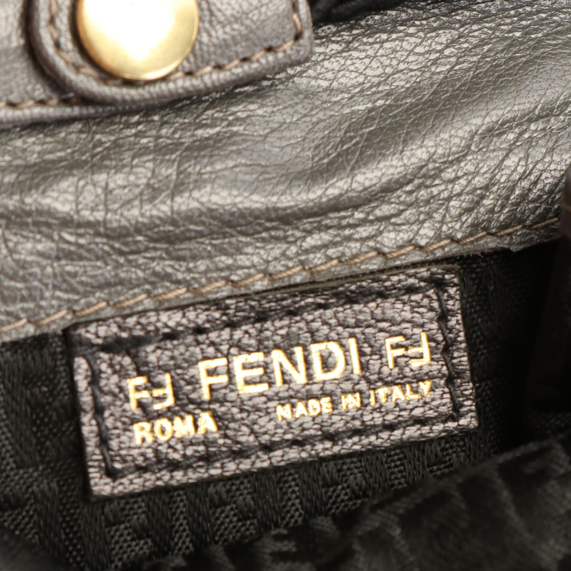 Fendi Mini String Crossbody Pochette in Braided Gray Leather