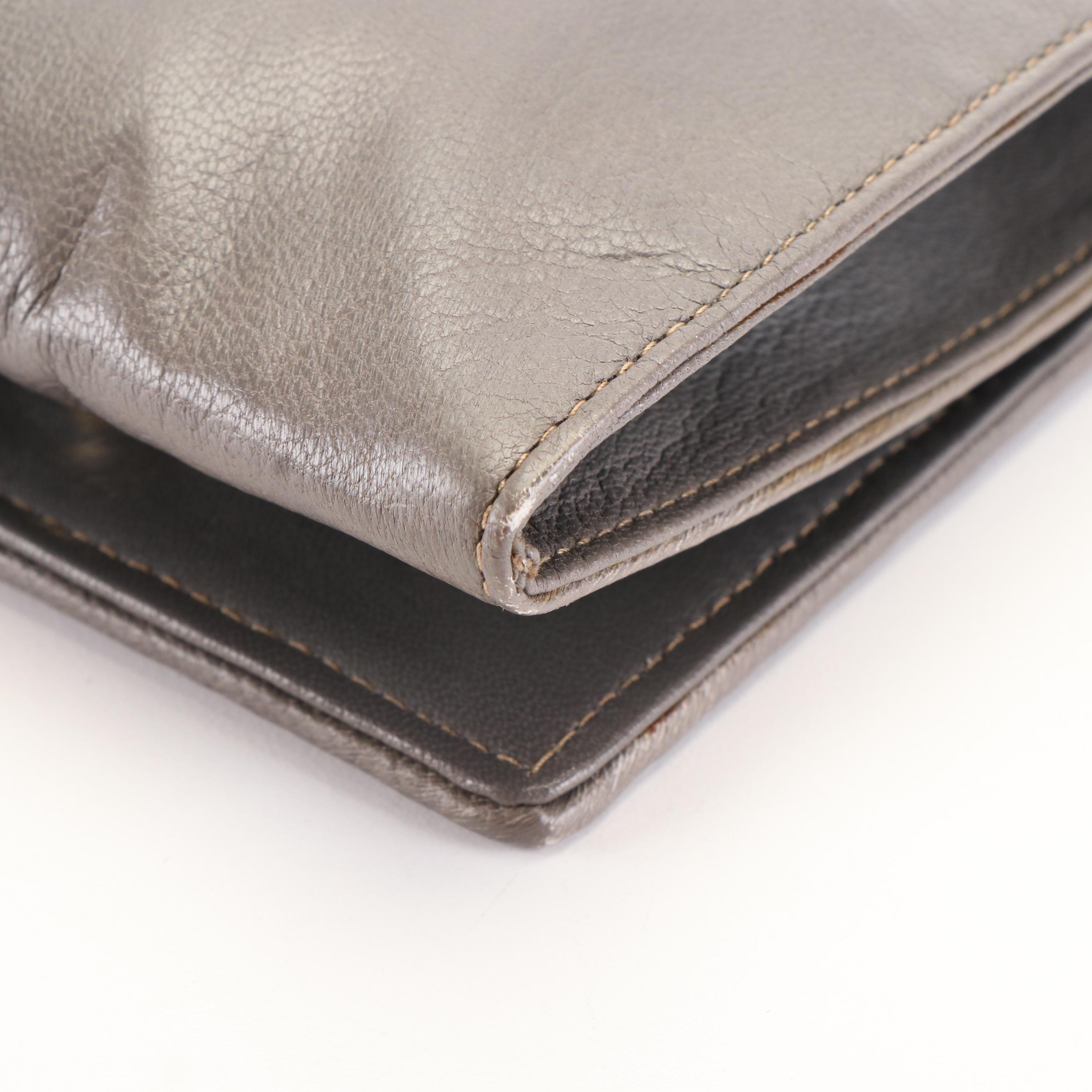 Fendi Mini String Crossbody Pochette in Braided Gray Leather