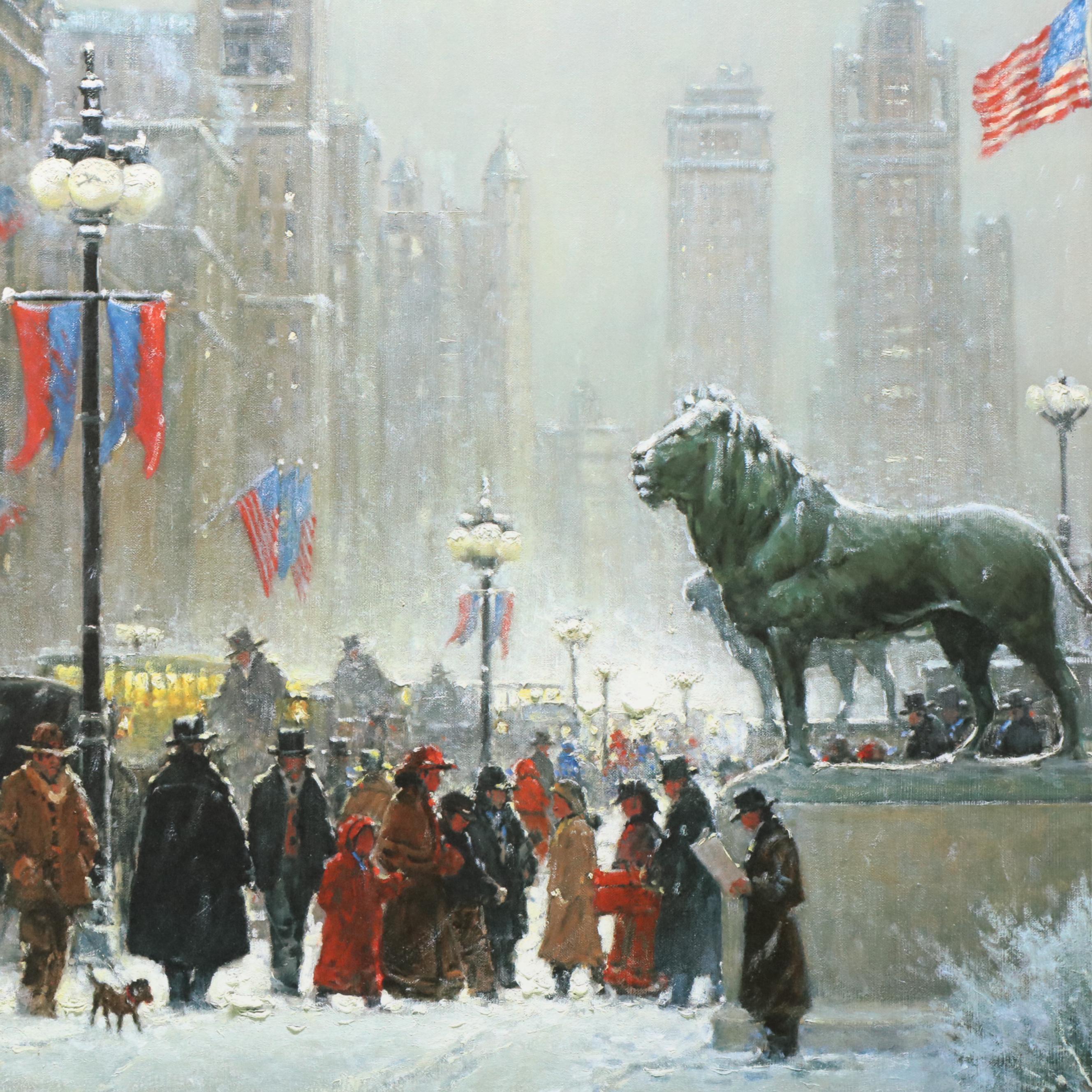 Gerald Harvey Offset Lithograph "Exhibition Day - Chicago," 1995