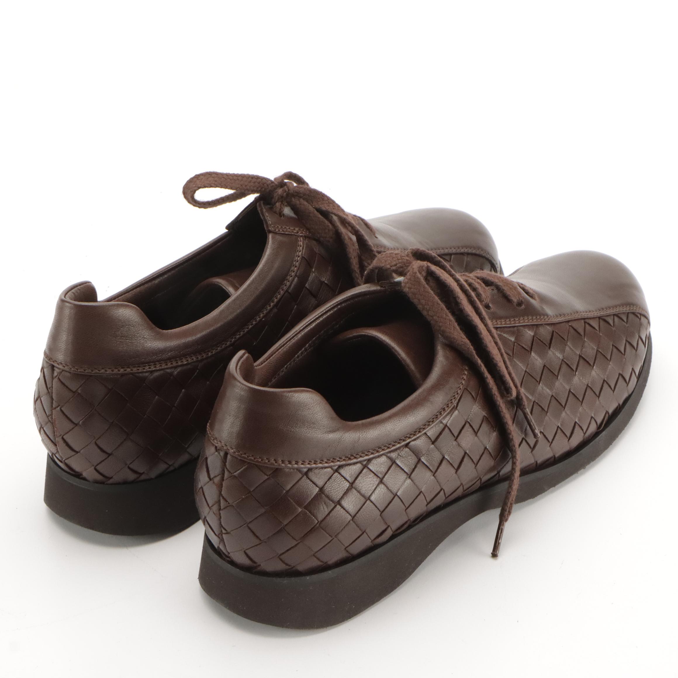 Bottega Veneta Sneakers in Chocolate Intrecciato Nappa Leather with Box