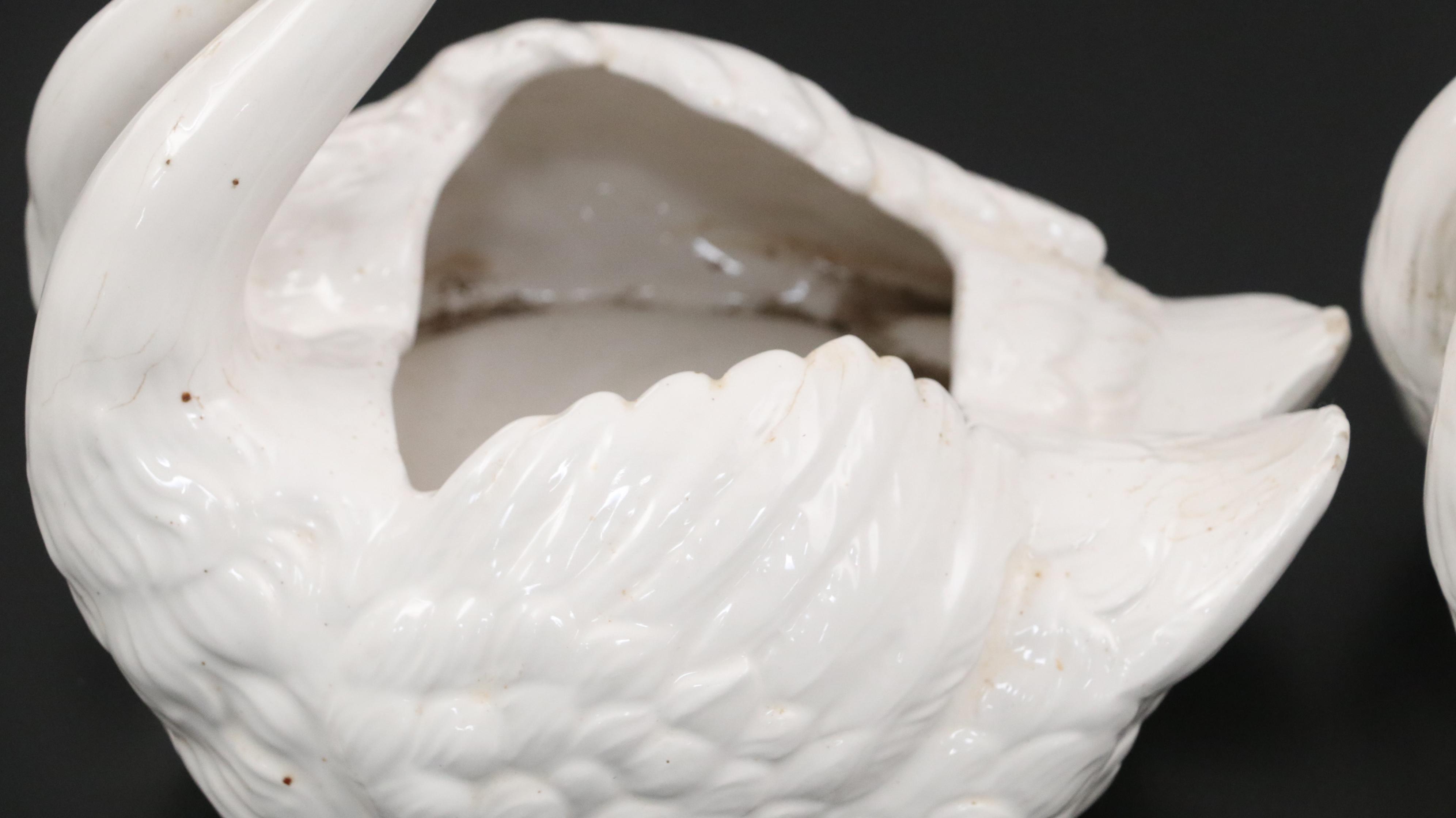 Italian Majolica Swan Planters