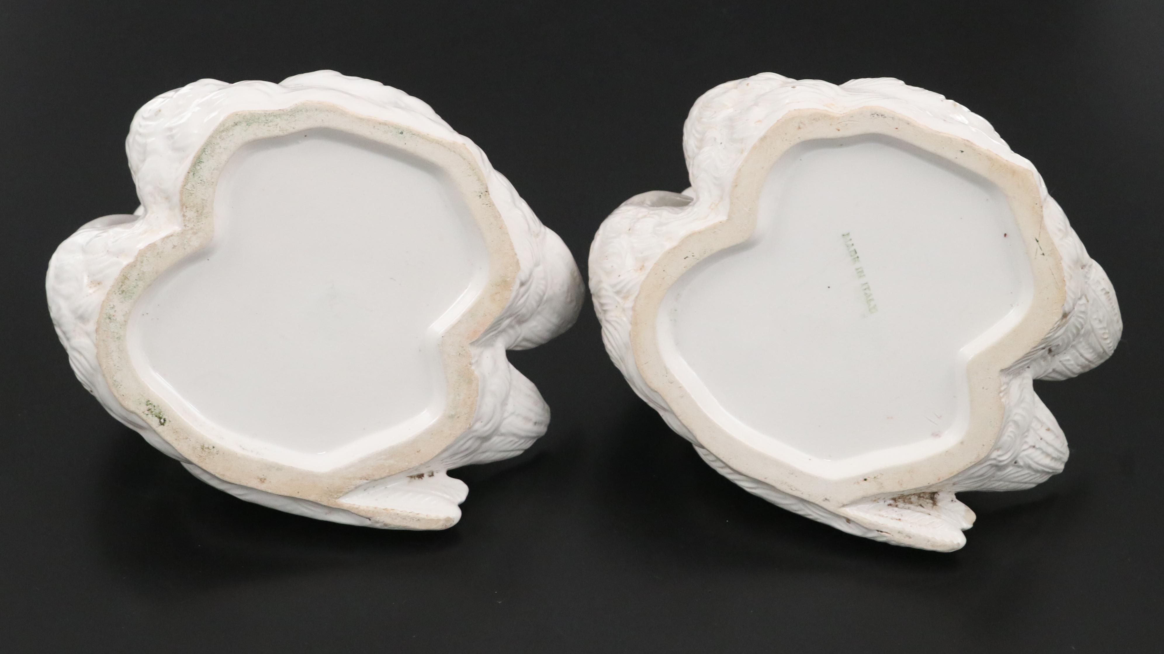 Italian Majolica Swan Planters