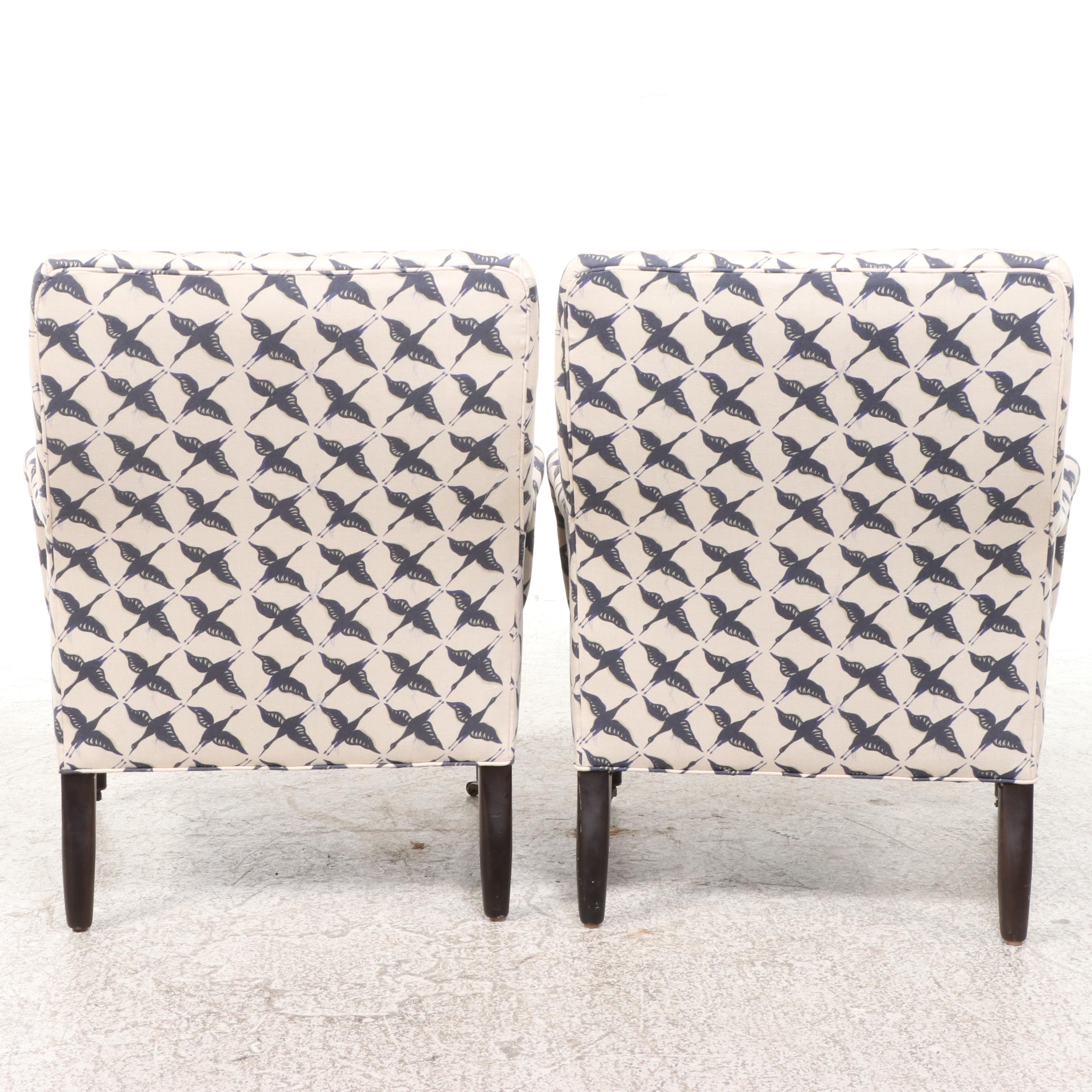 Pair of Lee Industries Napoleon III Style Upholstered Armchairs