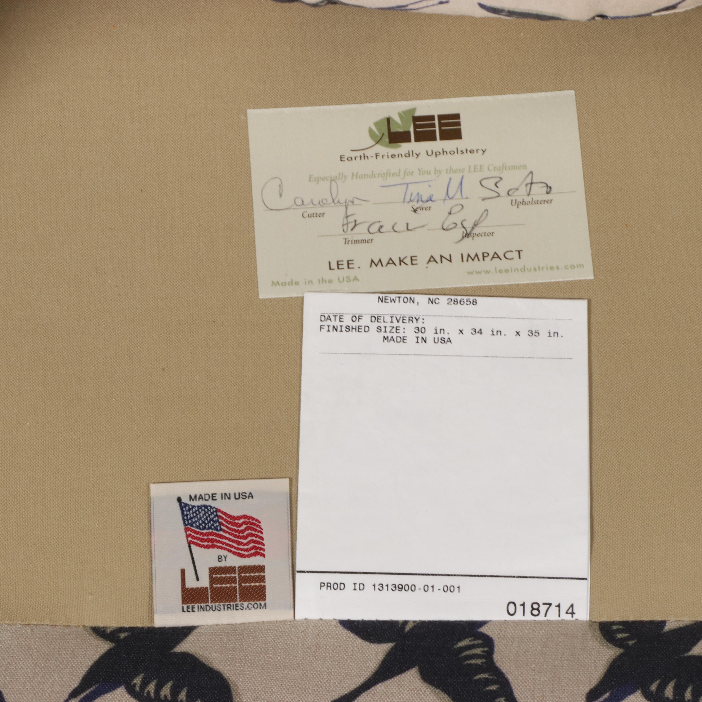 Pair of Lee Industries Napoleon III Style Upholstered Armchairs