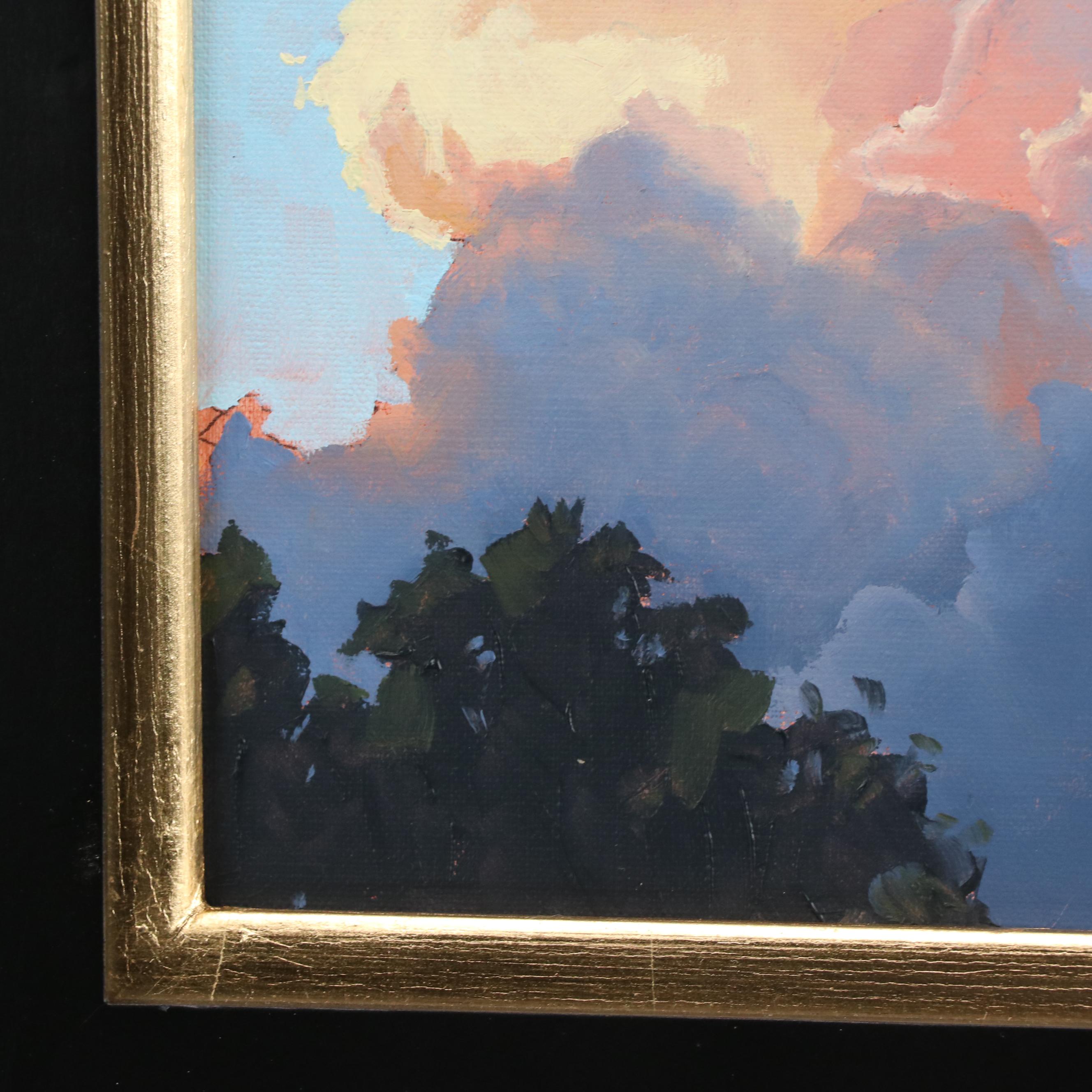 Sarah Brown Landscape Oil Painting "Last Light at Dusk," 21st Century