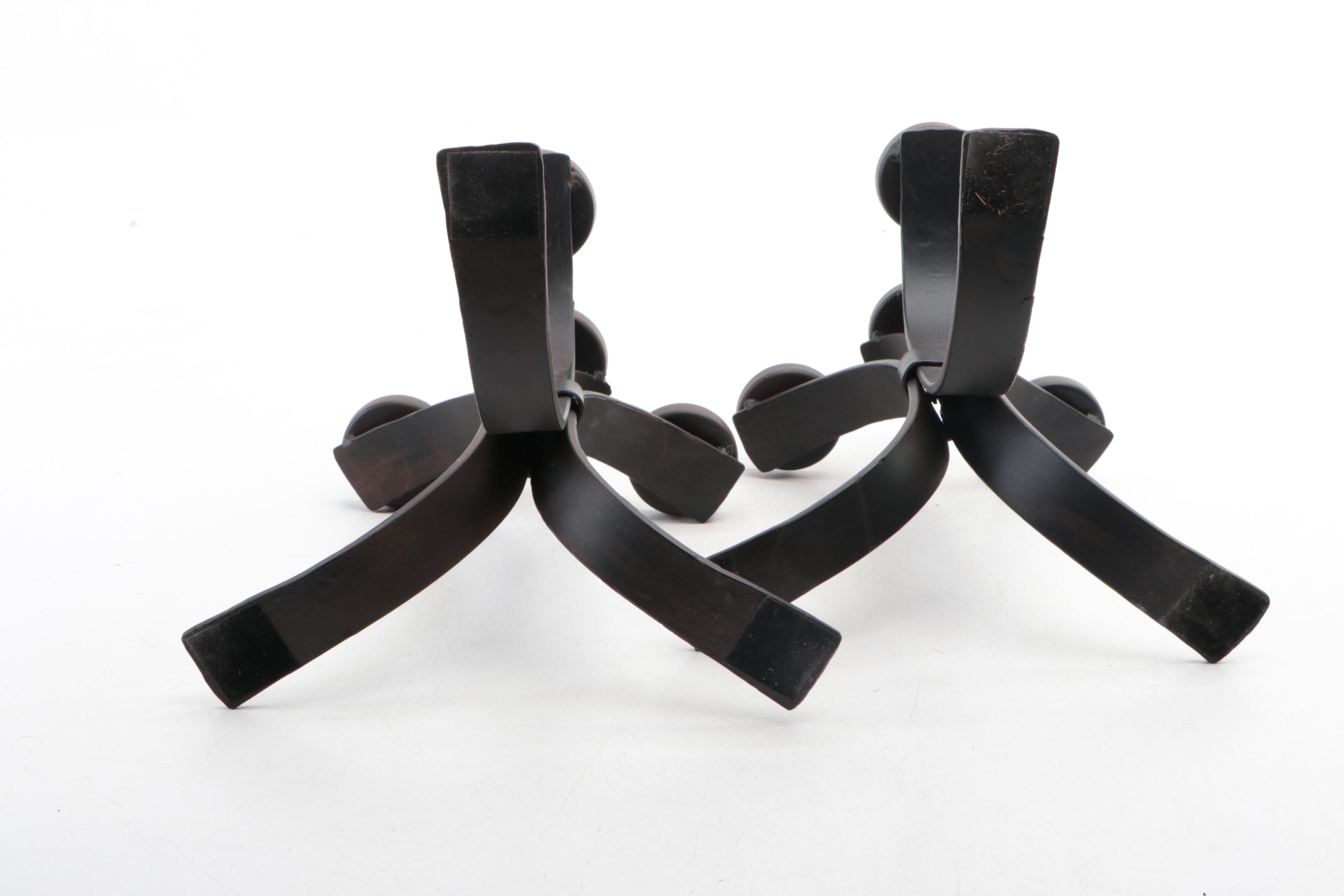 Black Wrought Iron Three-Legged Candle Votive Holders with Candles