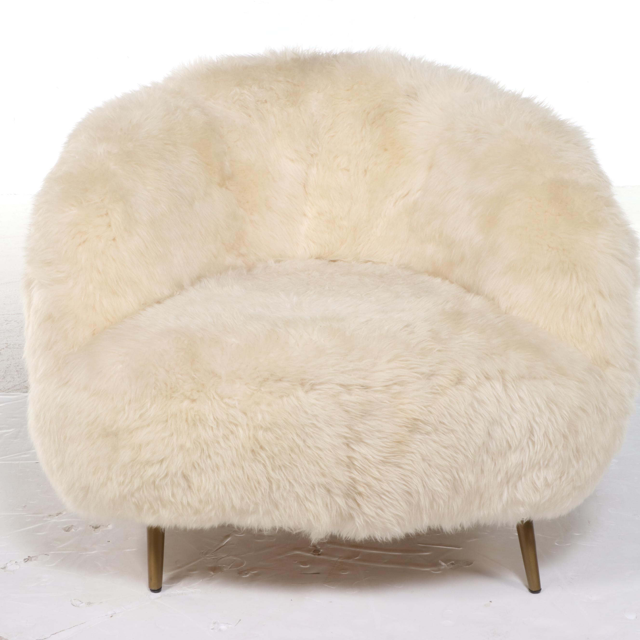 Scandinavian Modern Style Sheepskin Armchair