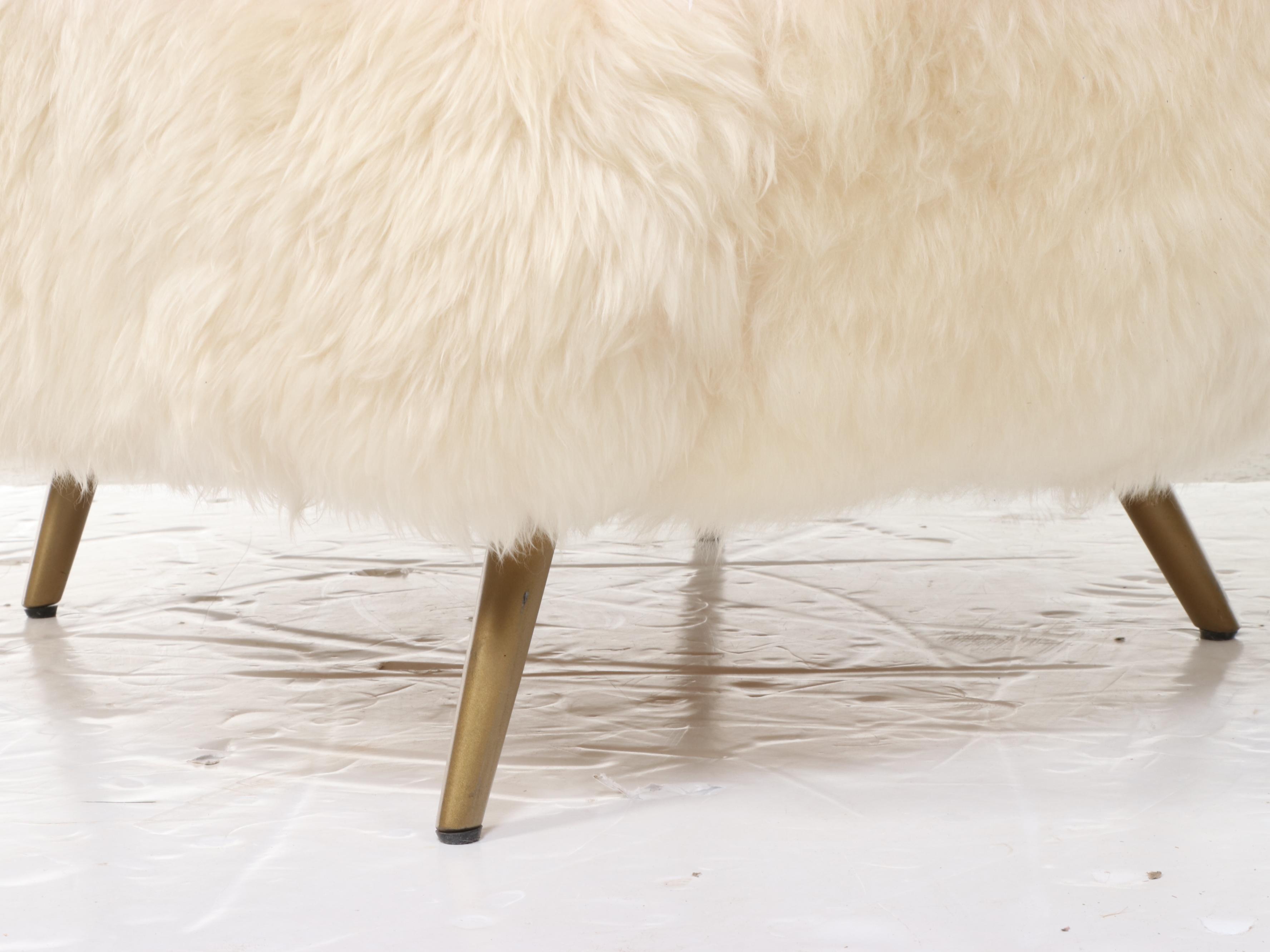 Scandinavian Modern Style Sheepskin Armchair