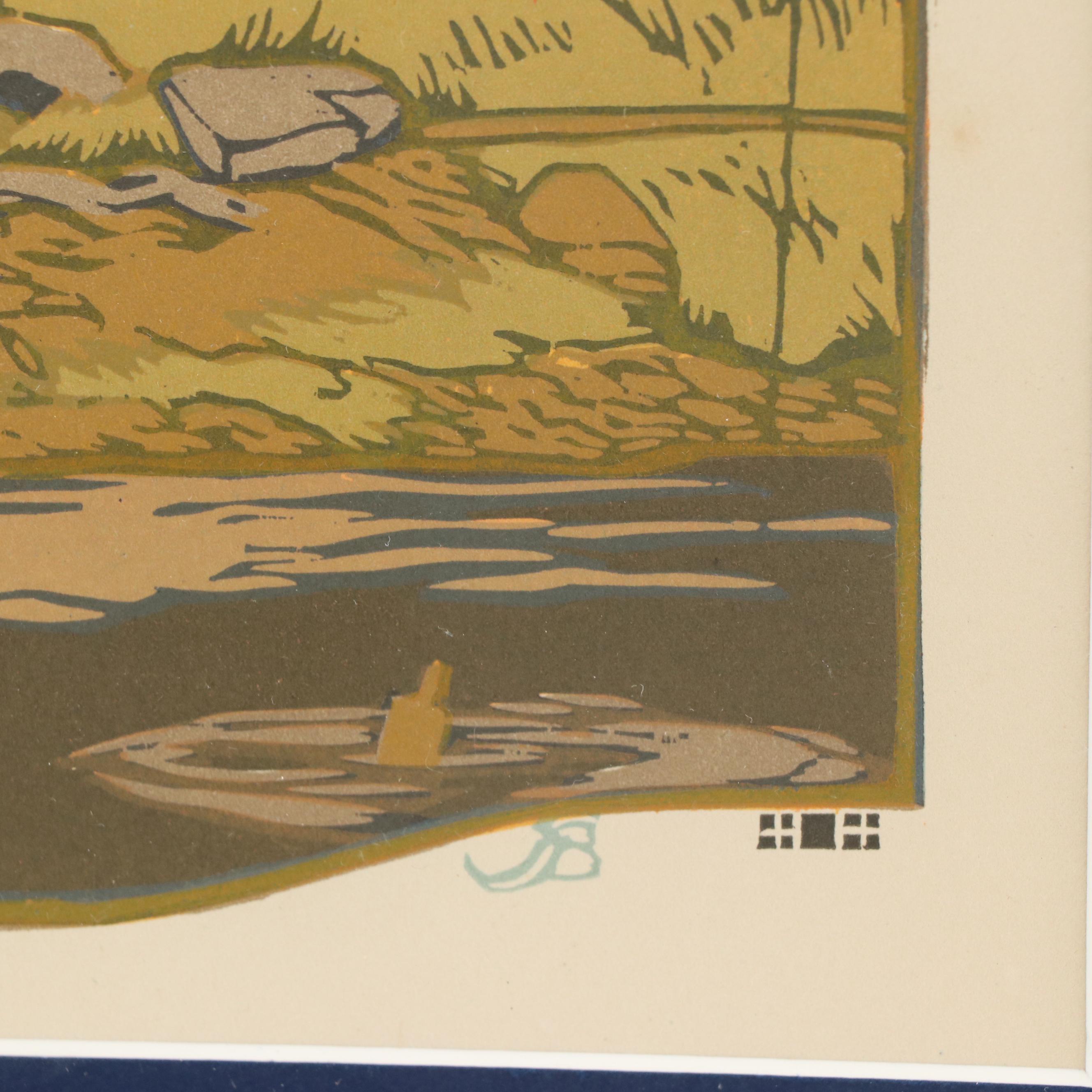 Gustave Baumann Woodcut "July" from "All the Year Round," 1912