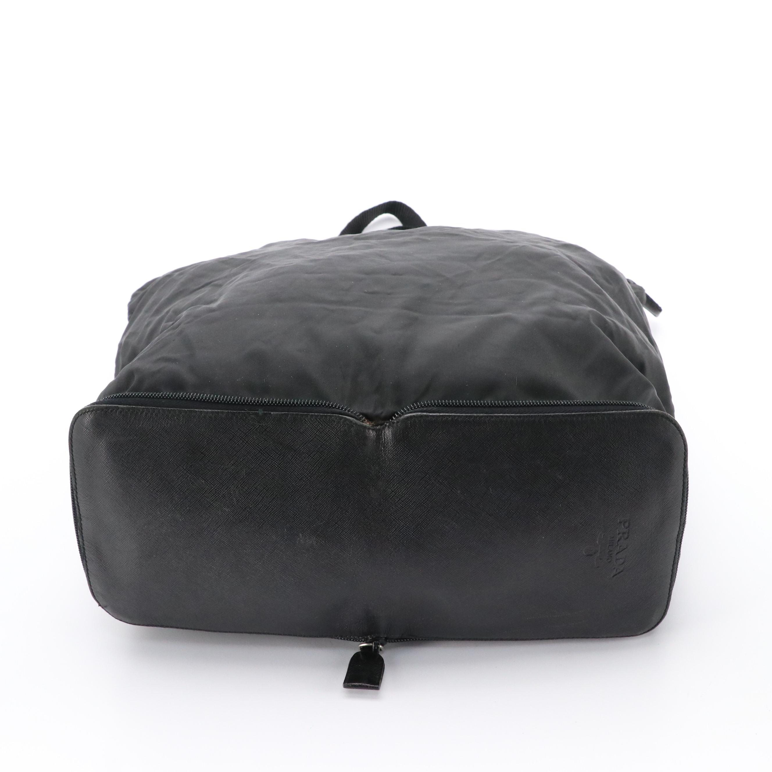 Prada Black Tessuto Nylon and Saffiano Leather Convertible Travel Tote