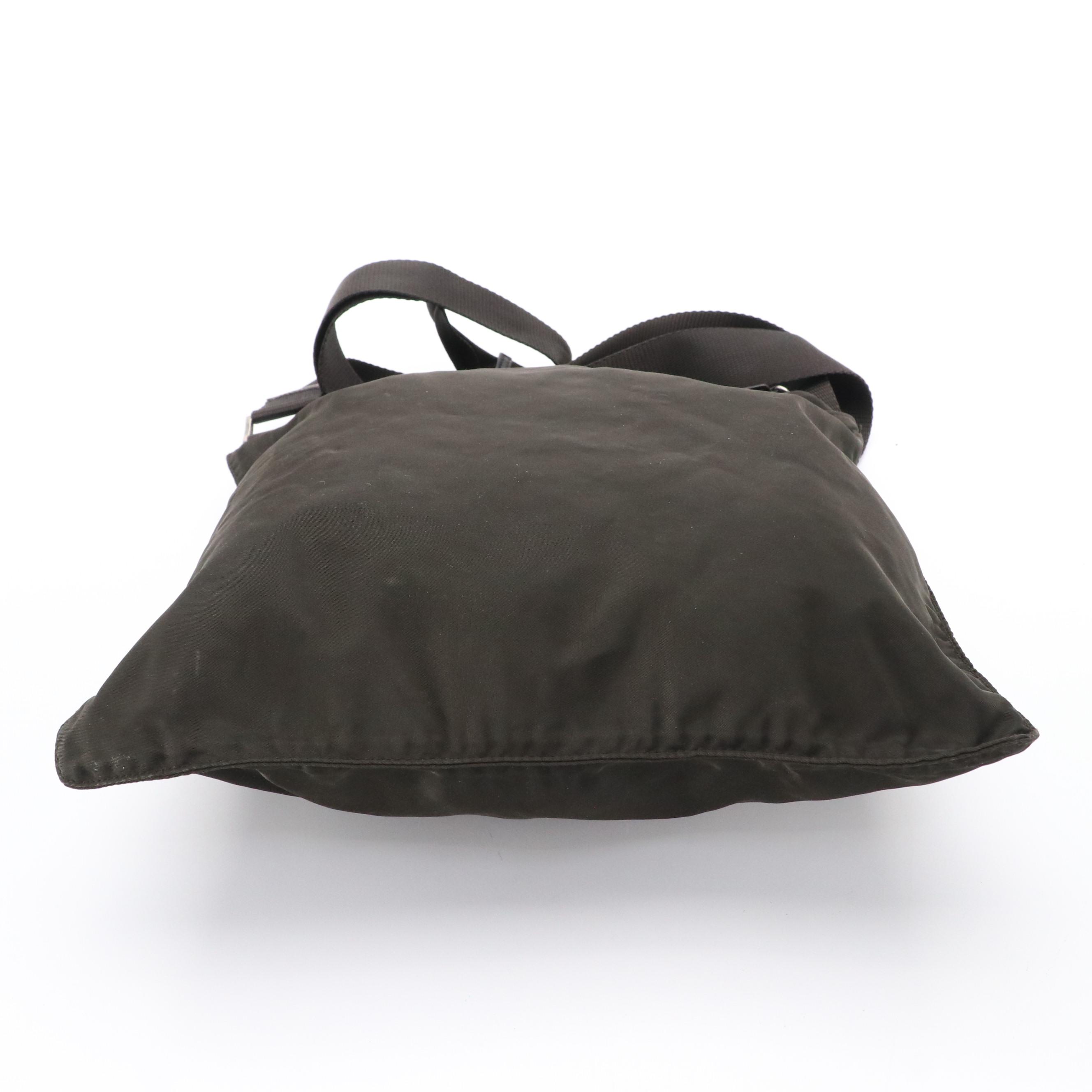 Prada Brown Tessuto Nylon Zip Top Crossbody Bag