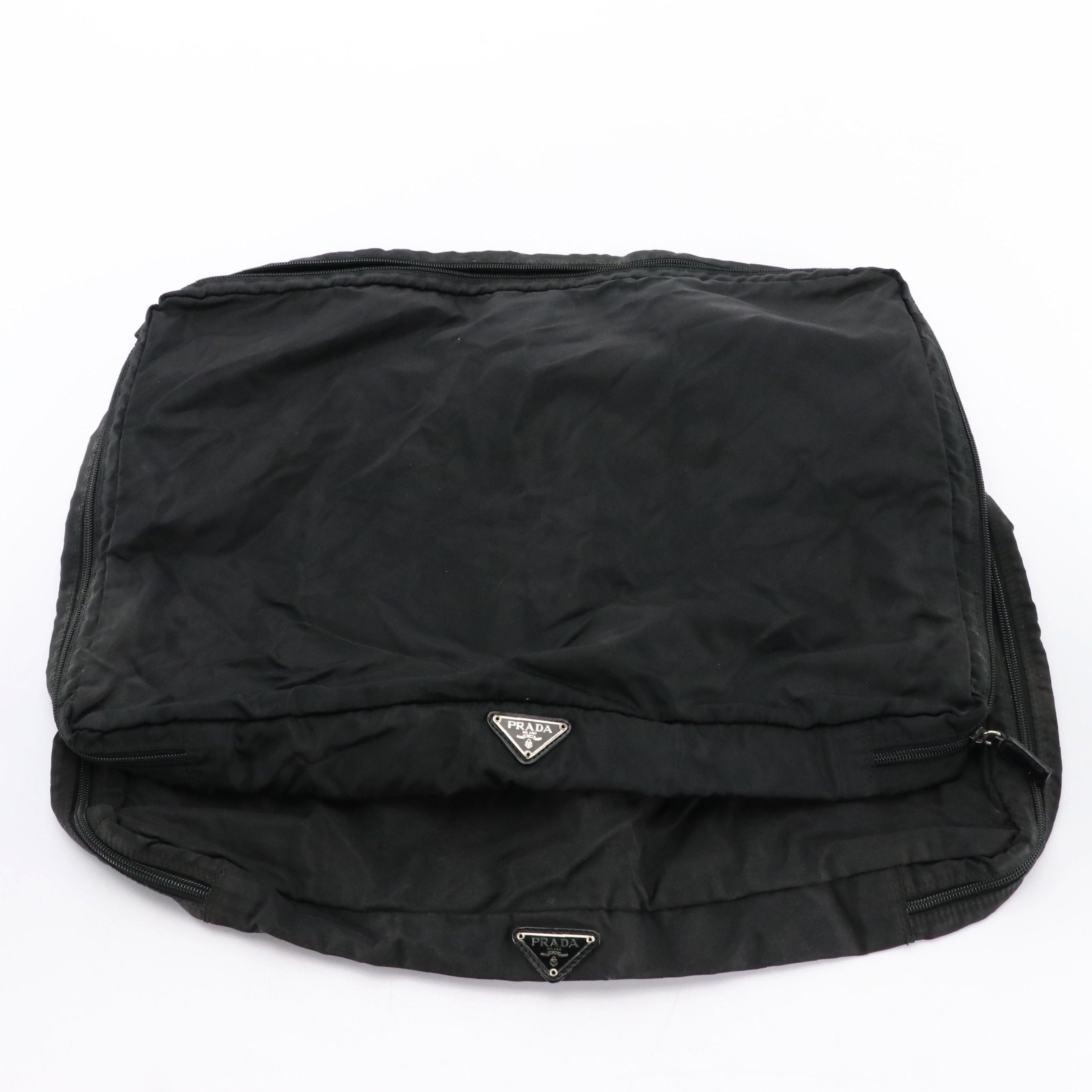 Prada Black Tessuto Nylon Travel Zip Bags