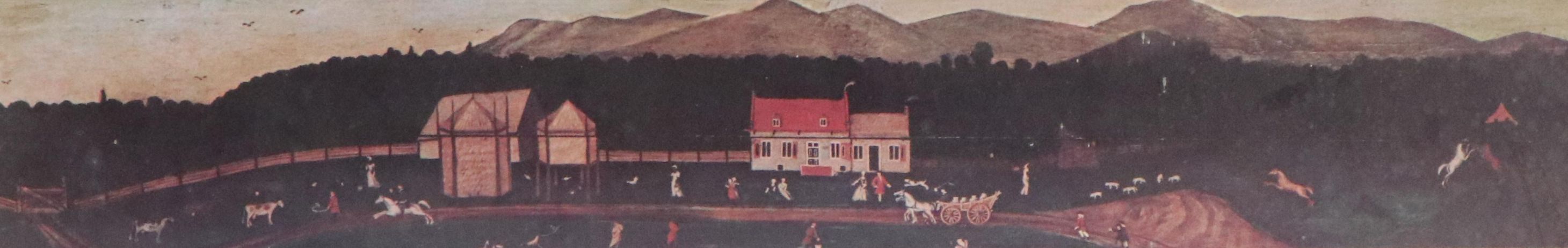 Offset Lithograph of Early American Farm Scene, 20th Century