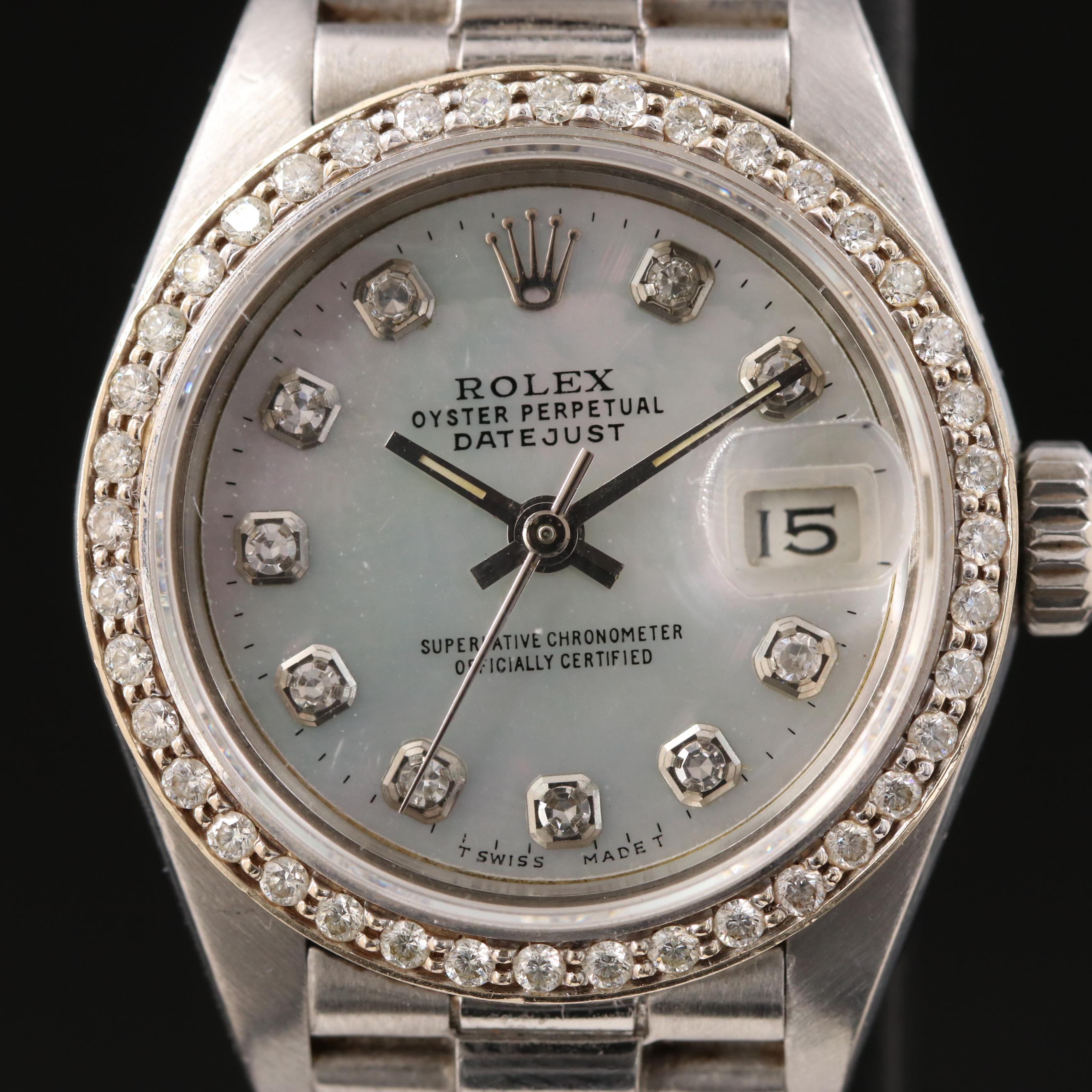 1984 Rolex Custom Diamond Dial and Bezel Datejust Watch
