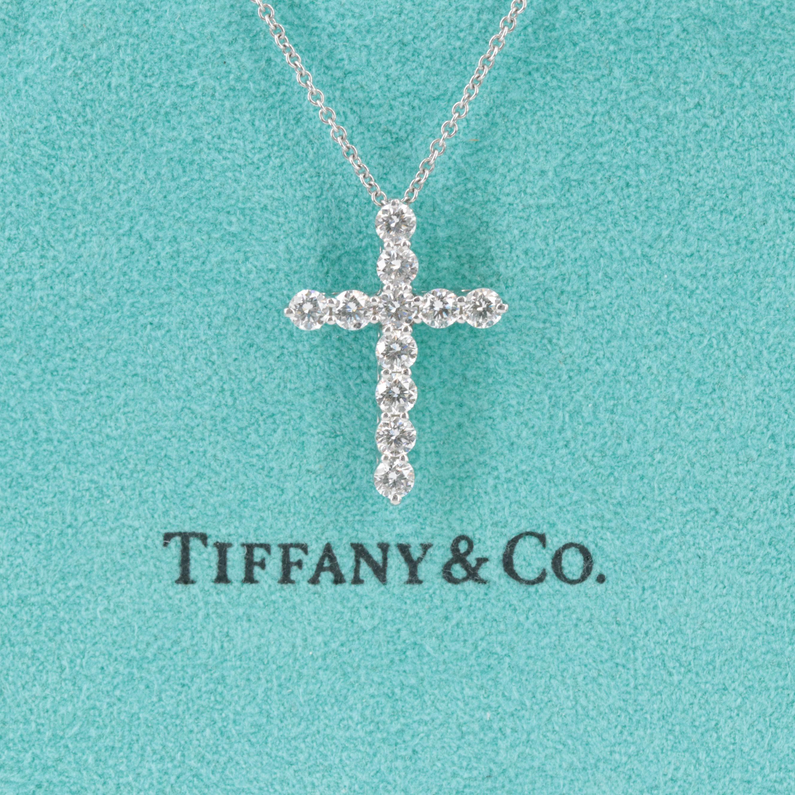 Tiffany & Co. Platinum 0.77 CTW Diamond Cross Necklace