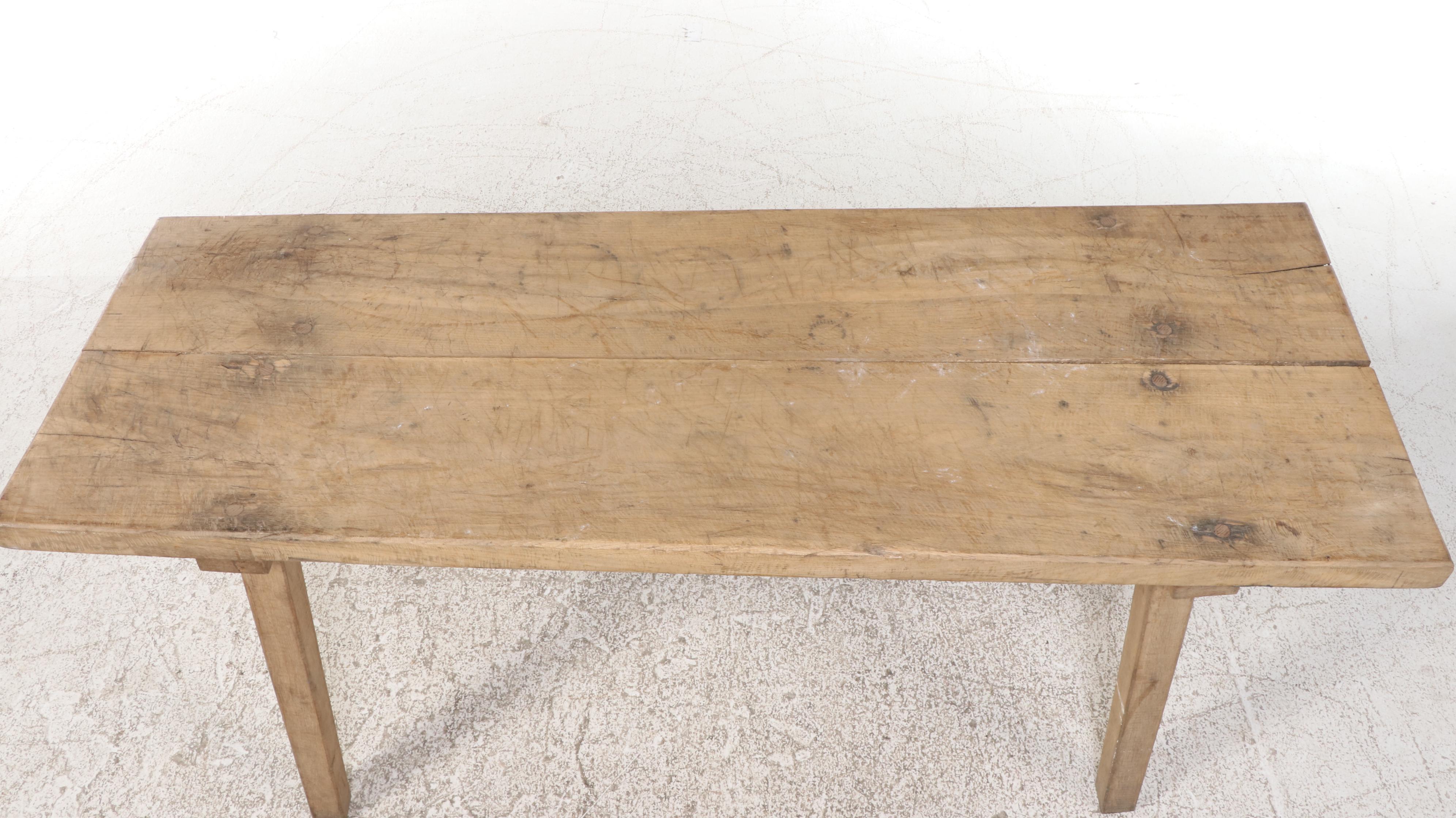 Continental Style Rough-Hewn Plank Top Harvest Table