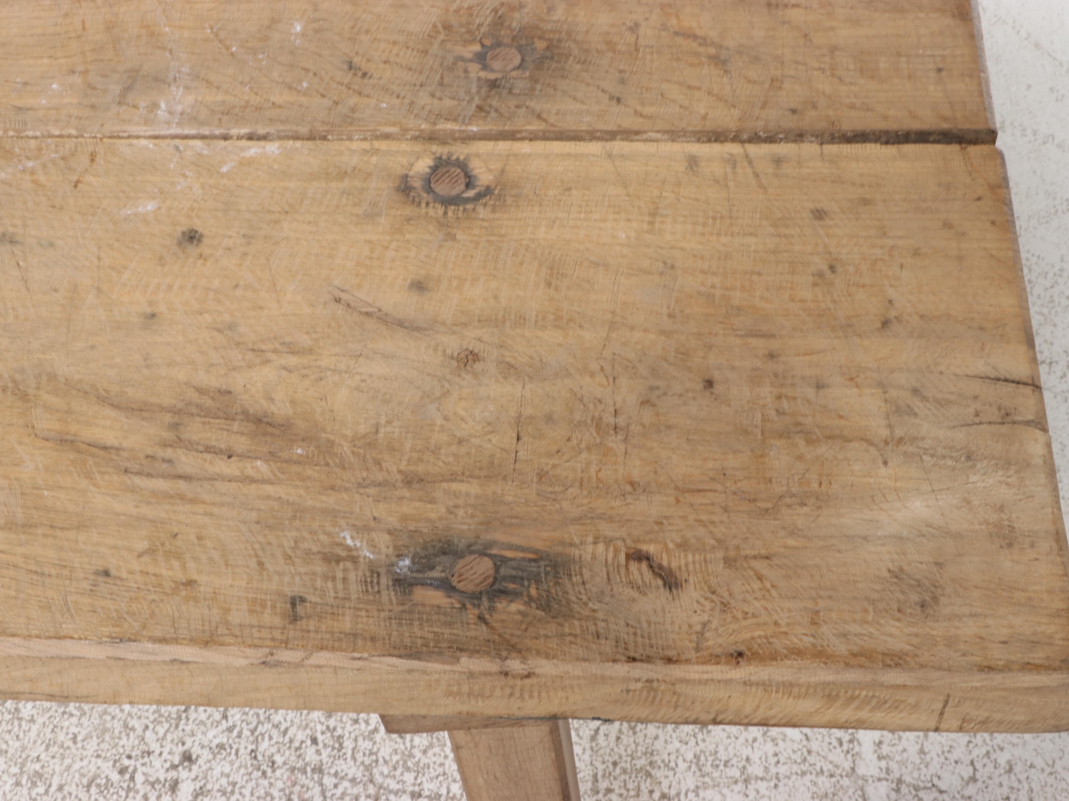 Continental Style Rough-Hewn Plank Top Harvest Table