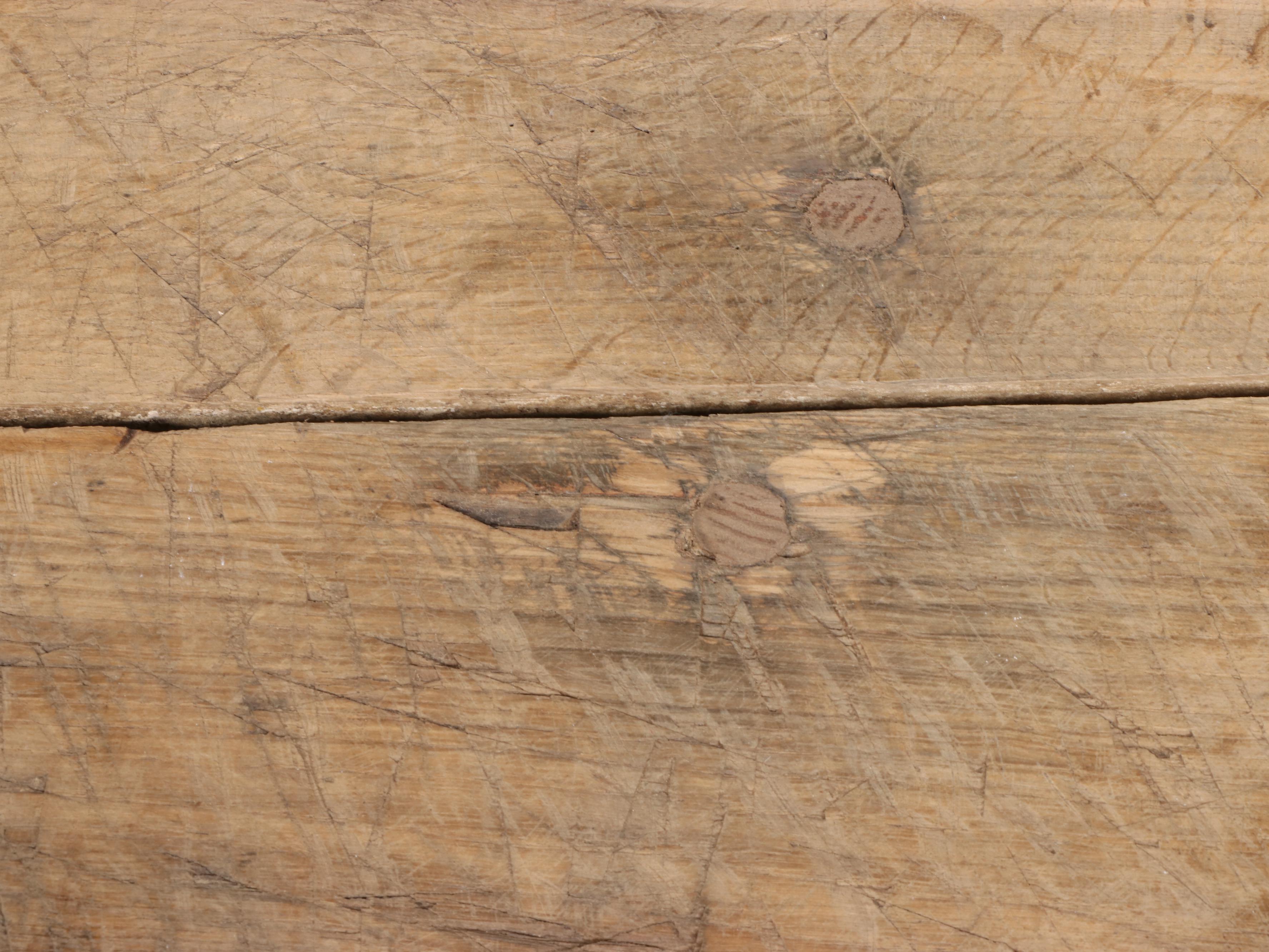 Continental Style Rough-Hewn Plank Top Harvest Table