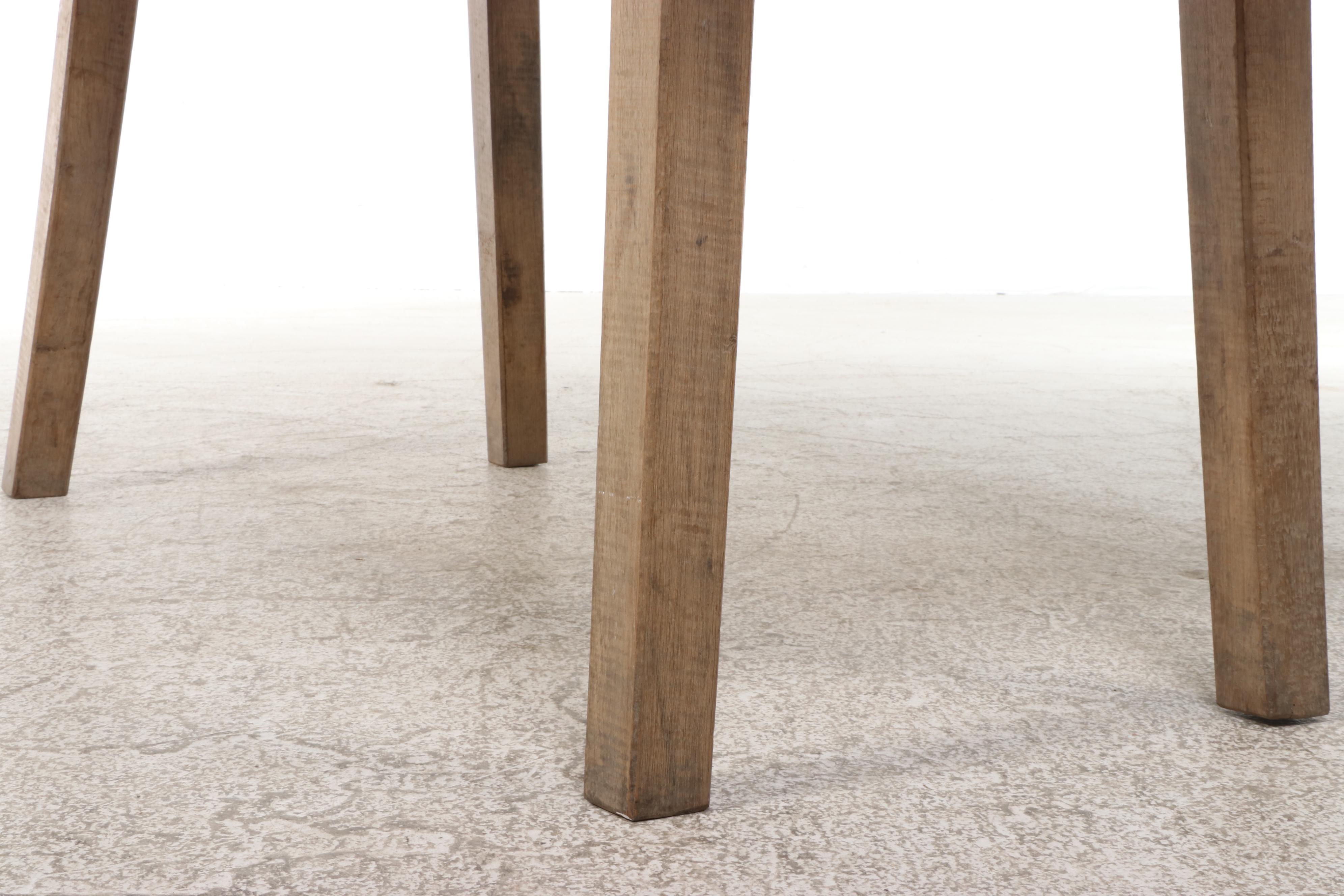 Continental Style Rough-Hewn Plank Top Harvest Table