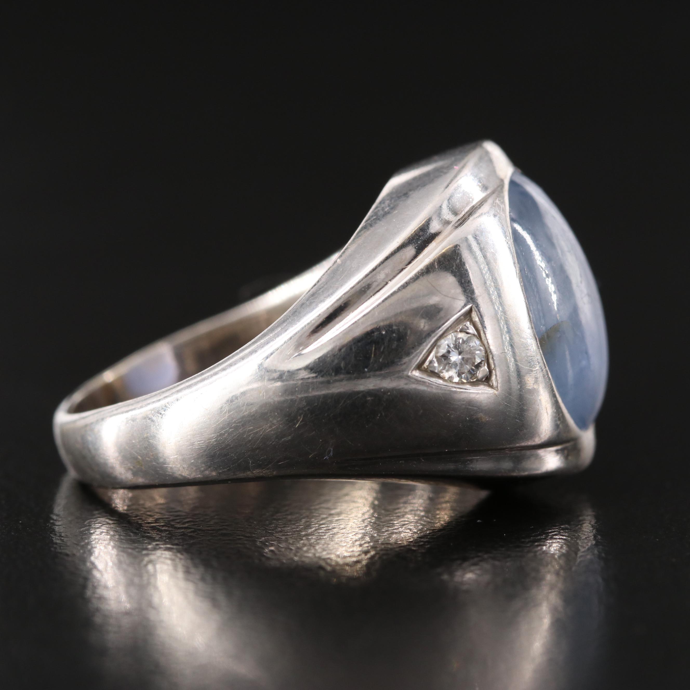 14K 14.97 CT Star Sapphire and Diamond Ring