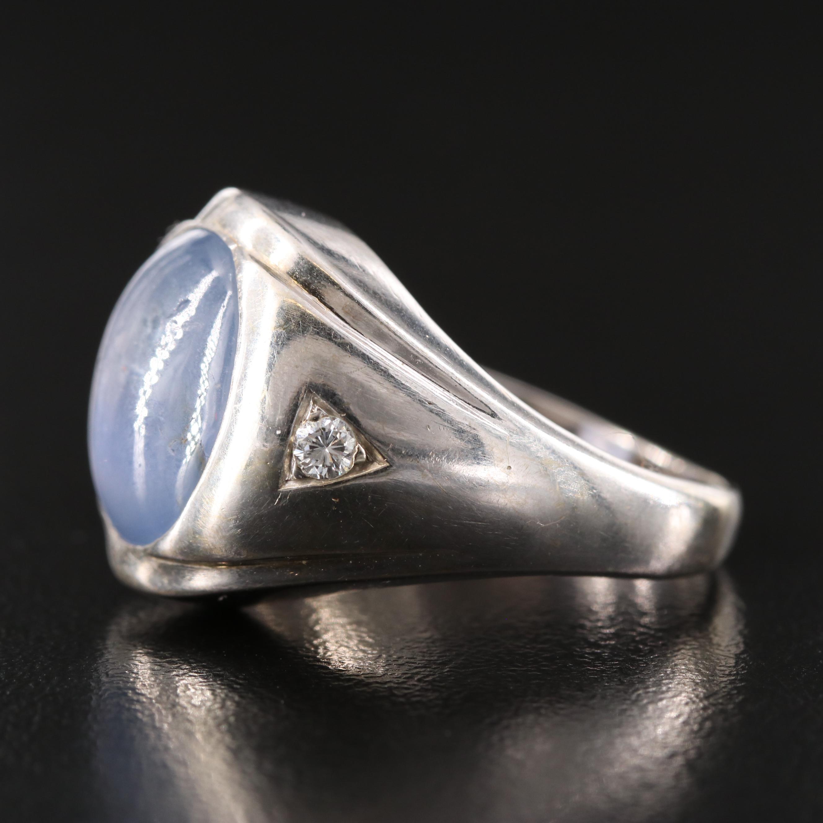 14K 14.97 CT Star Sapphire and Diamond Ring