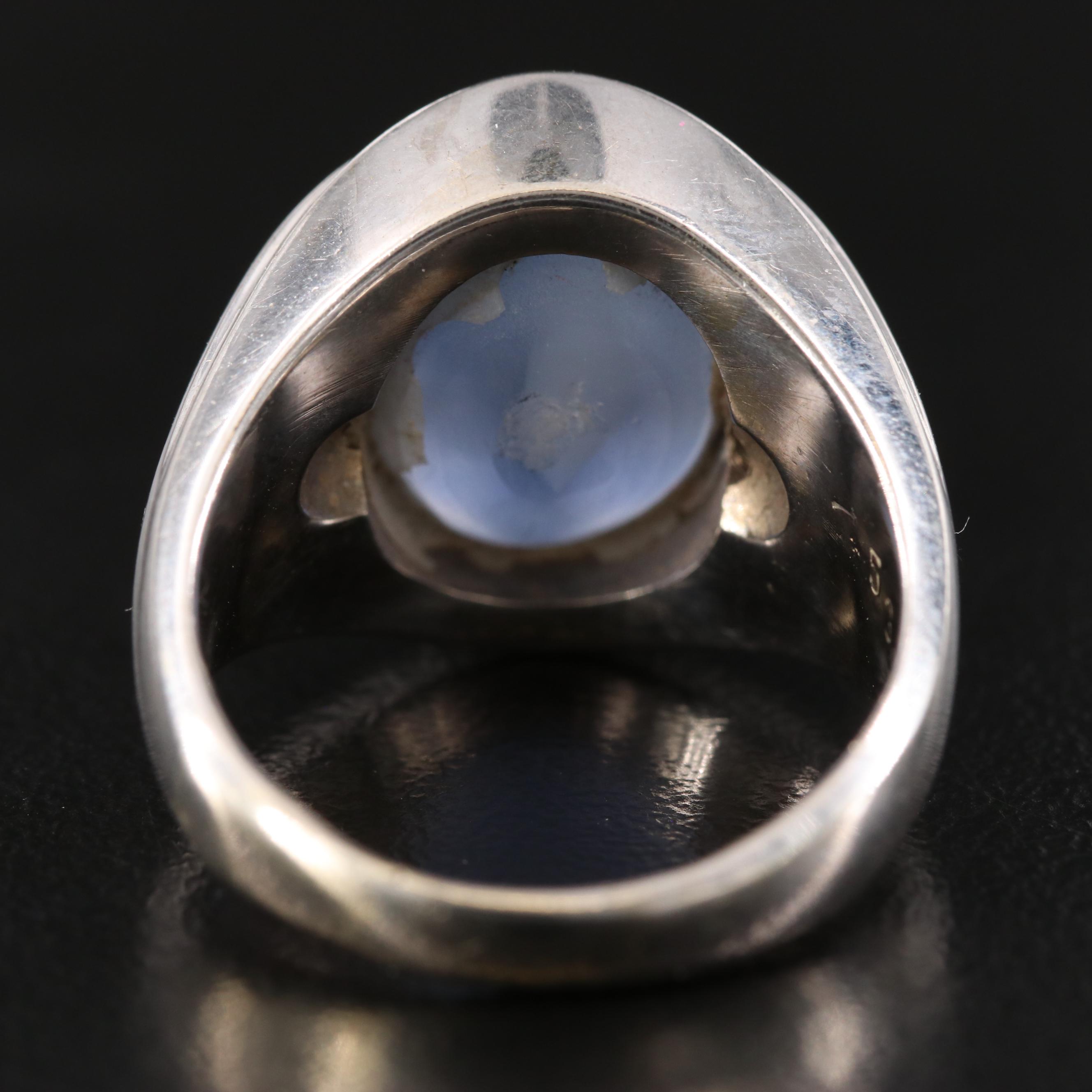 14K 14.97 CT Star Sapphire and Diamond Ring