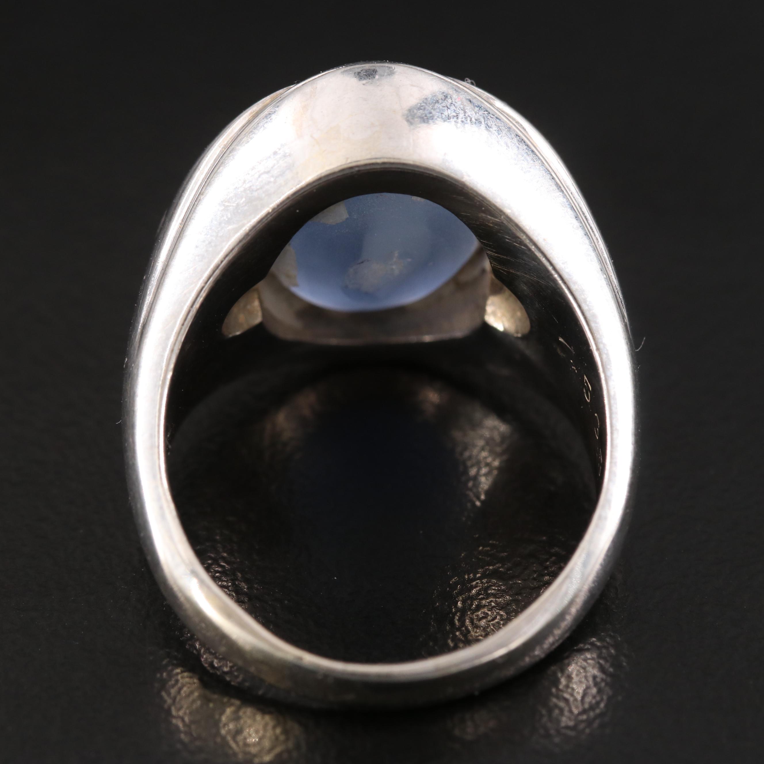 14K 14.97 CT Star Sapphire and Diamond Ring