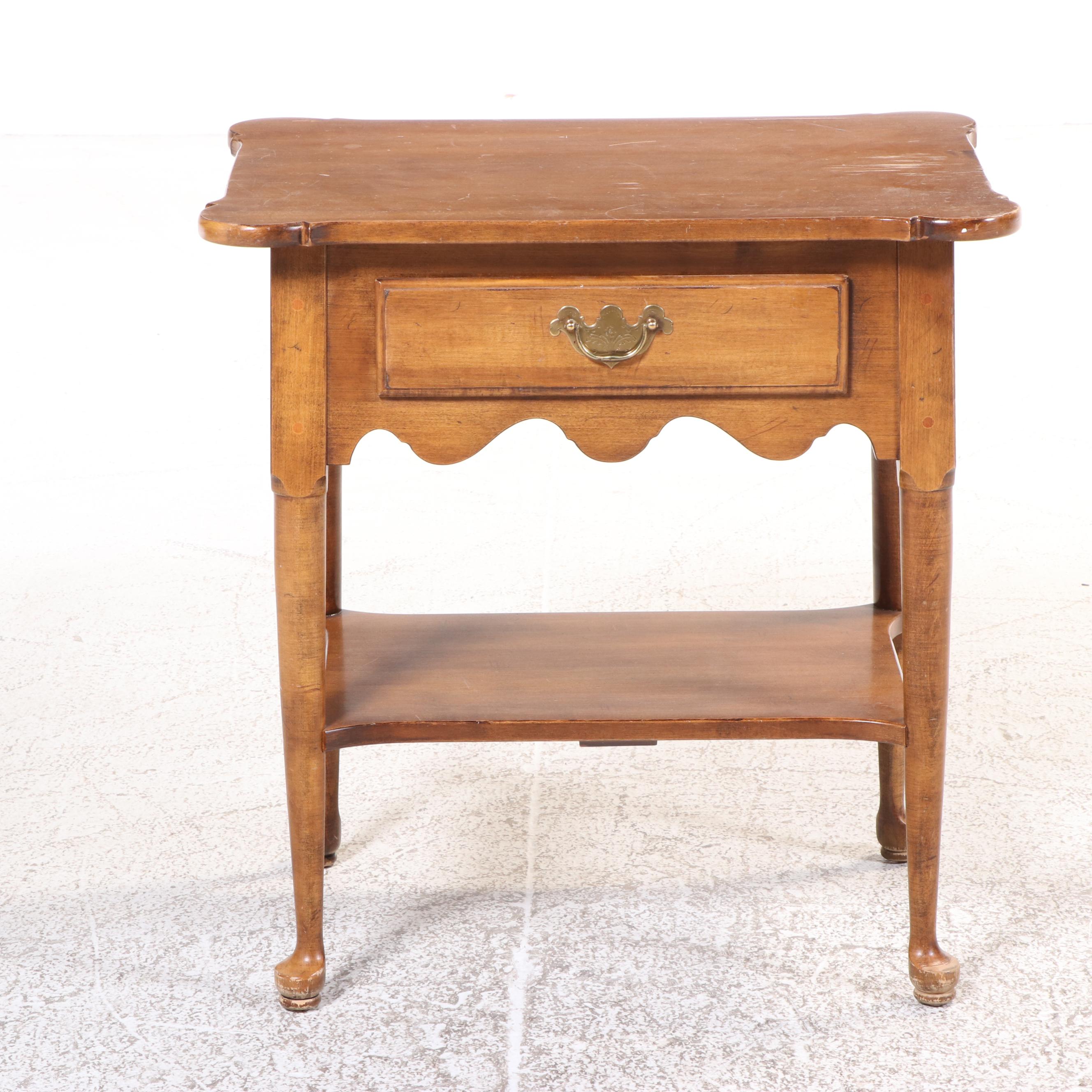 Ethan Allen Queen Anne Style Maple Side Table and Gilt-Stenciled Side Chair