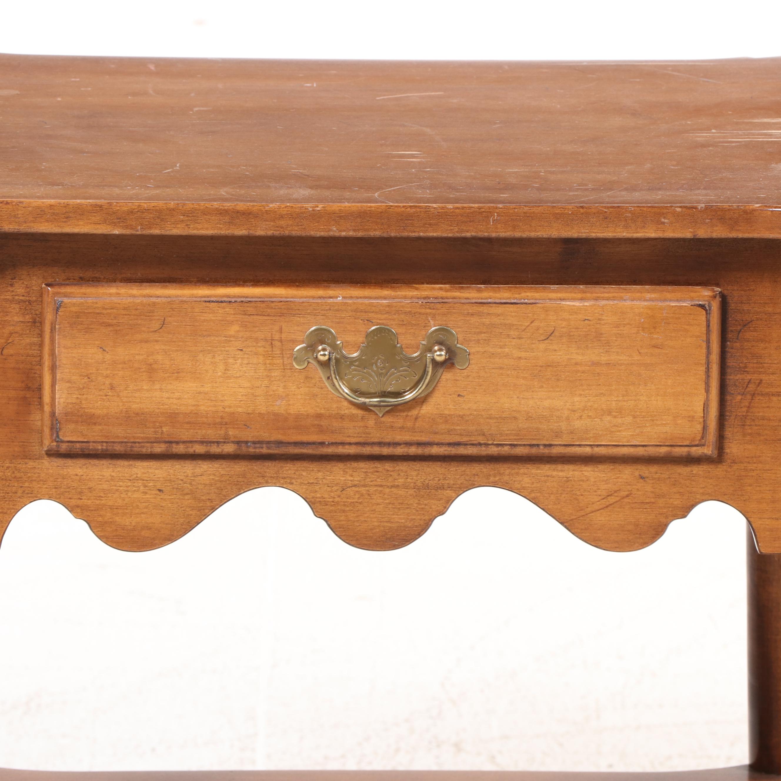 Ethan Allen Queen Anne Style Maple Side Table and Gilt-Stenciled Side Chair