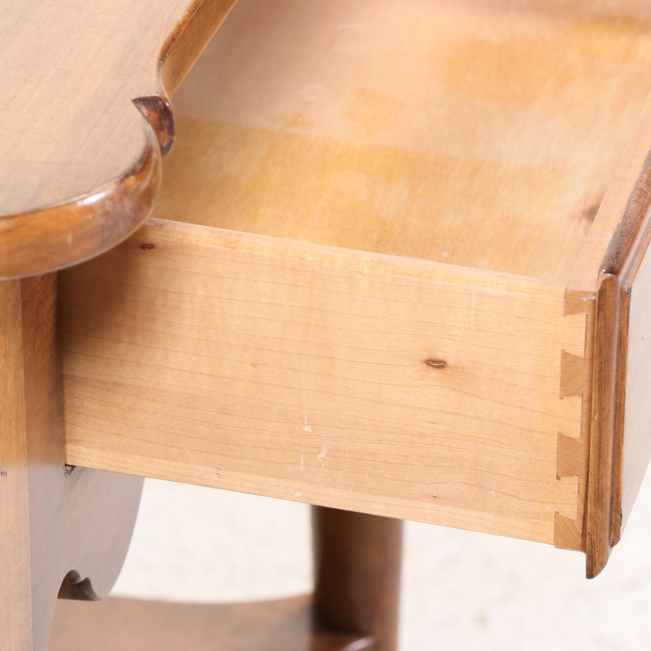 Ethan Allen Queen Anne Style Maple Side Table and Gilt-Stenciled Side Chair