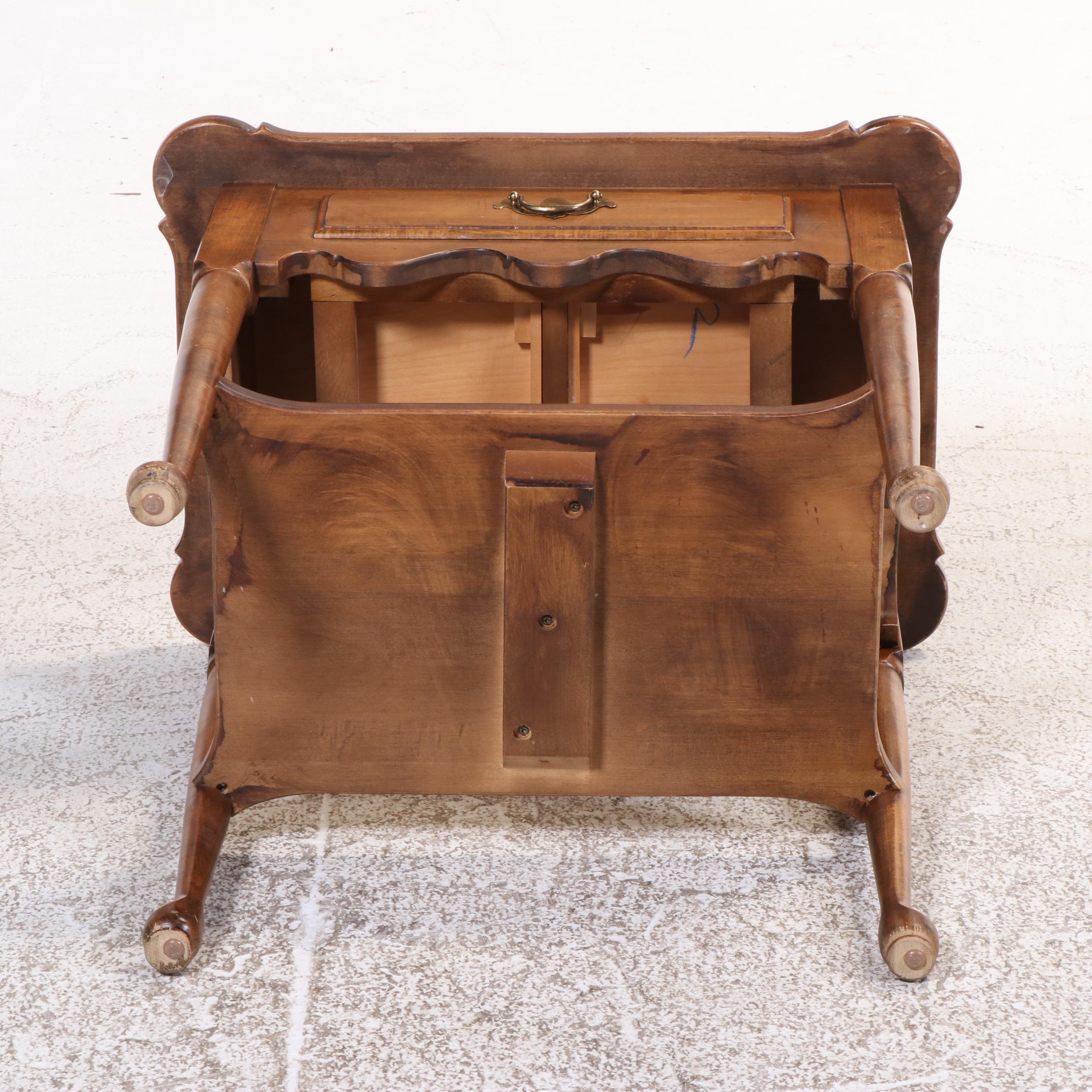 Ethan Allen Queen Anne Style Maple Side Table and Gilt-Stenciled Side Chair