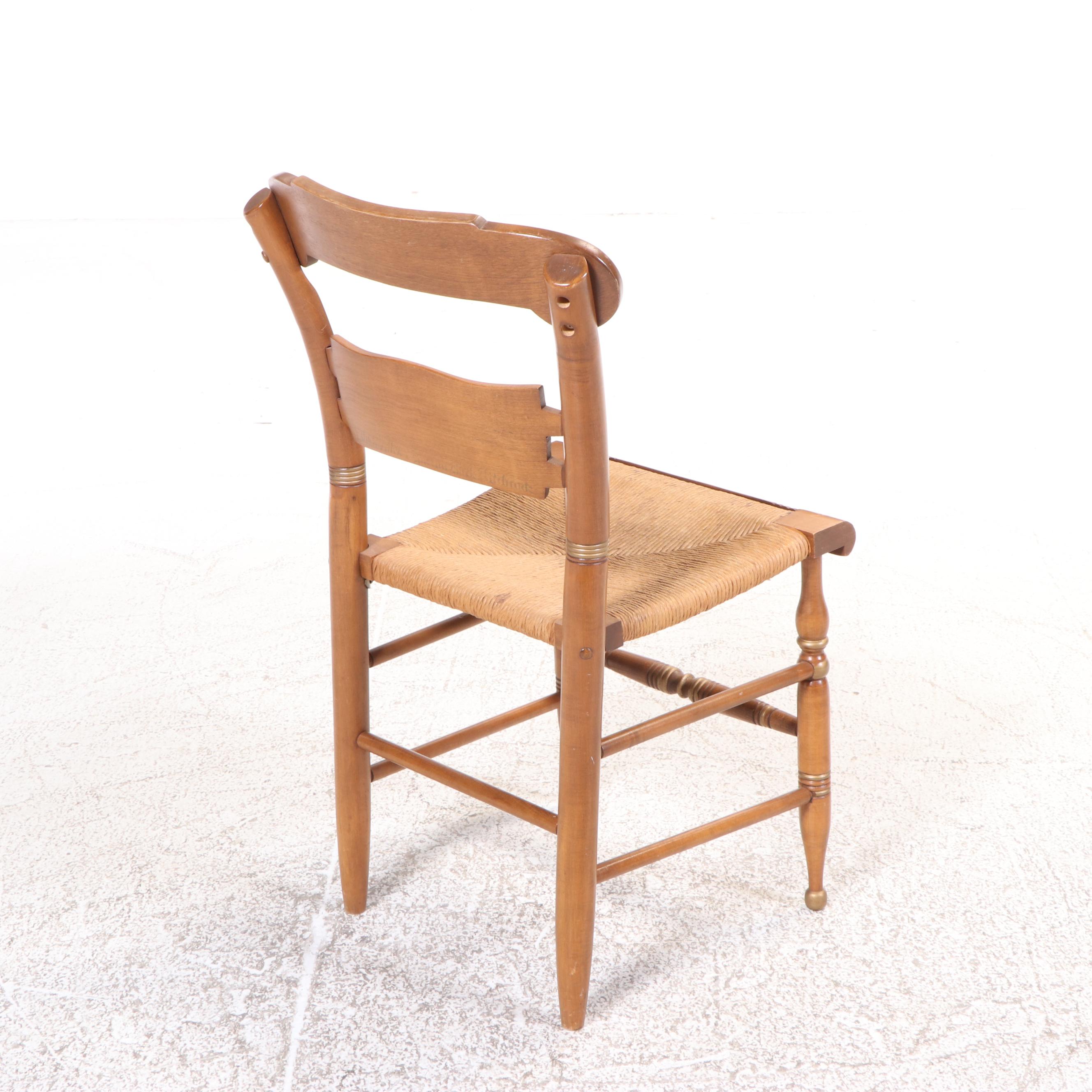 Ethan Allen Queen Anne Style Maple Side Table and Gilt-Stenciled Side Chair