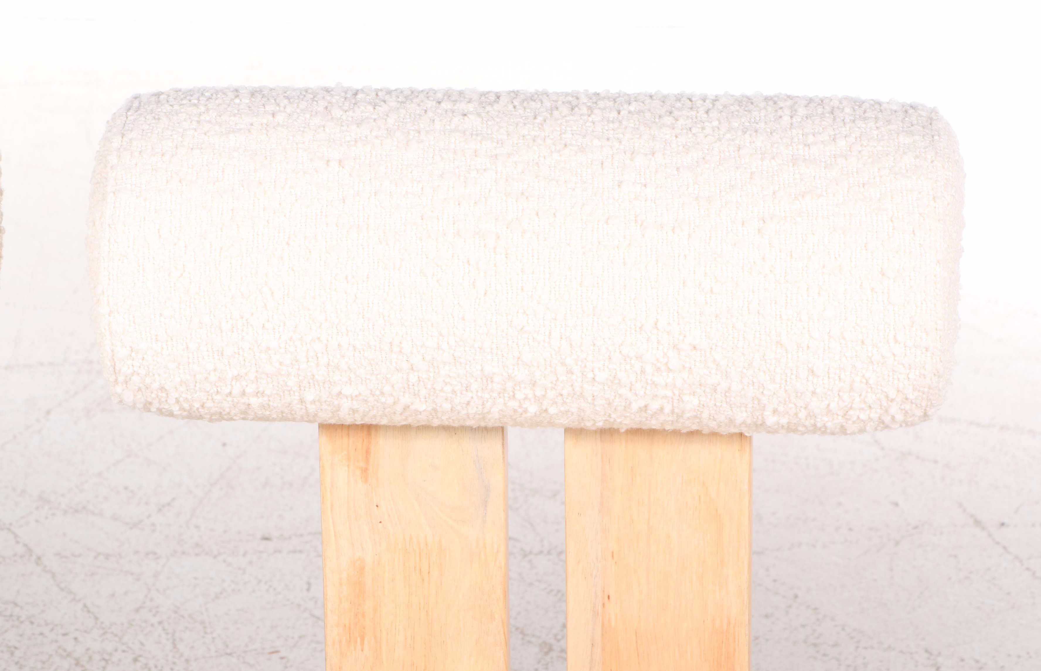 Pair of Modernist Boucle Upholstered Oak Dining Chairs