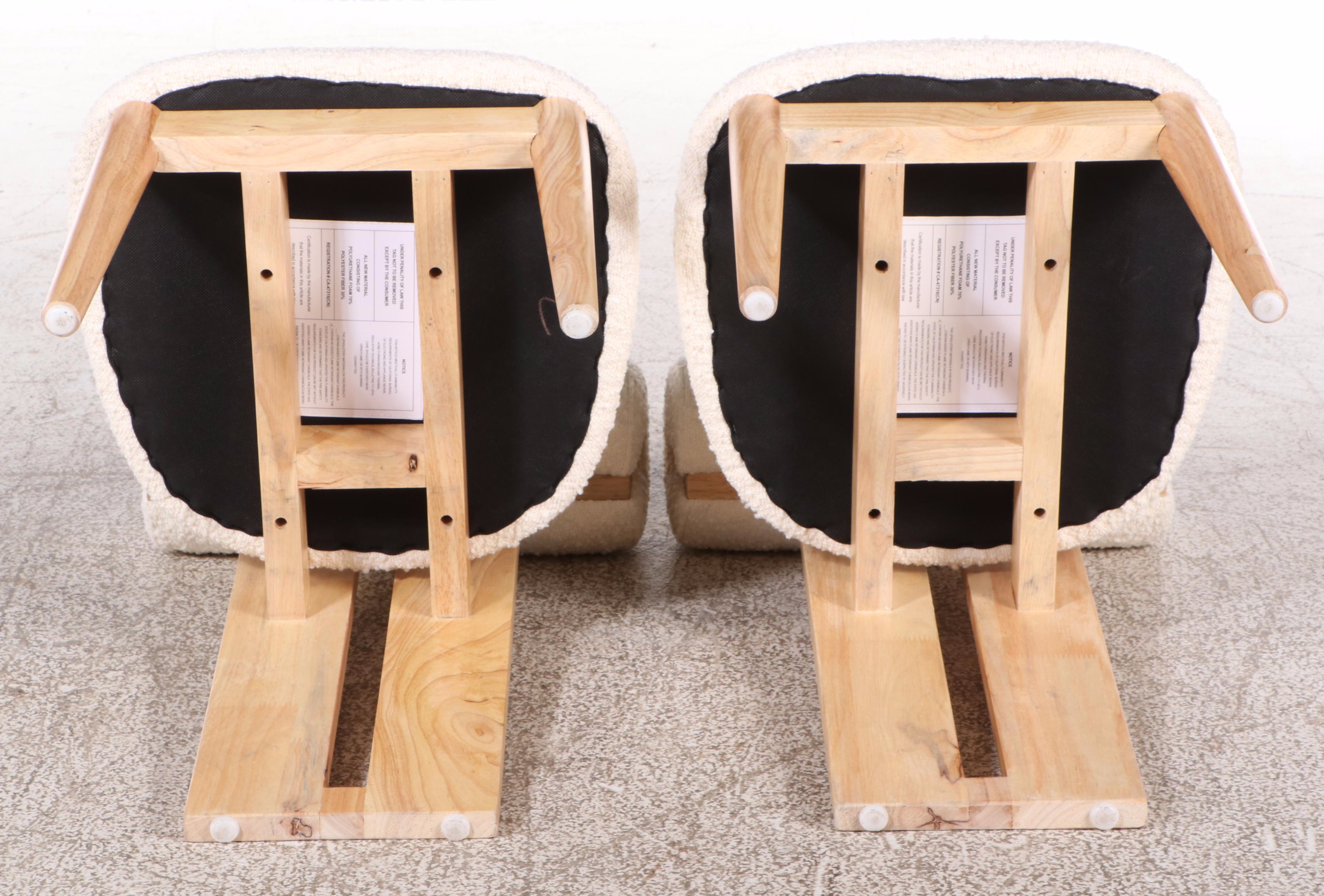 Pair of Modernist Boucle Upholstered Oak Dining Chairs