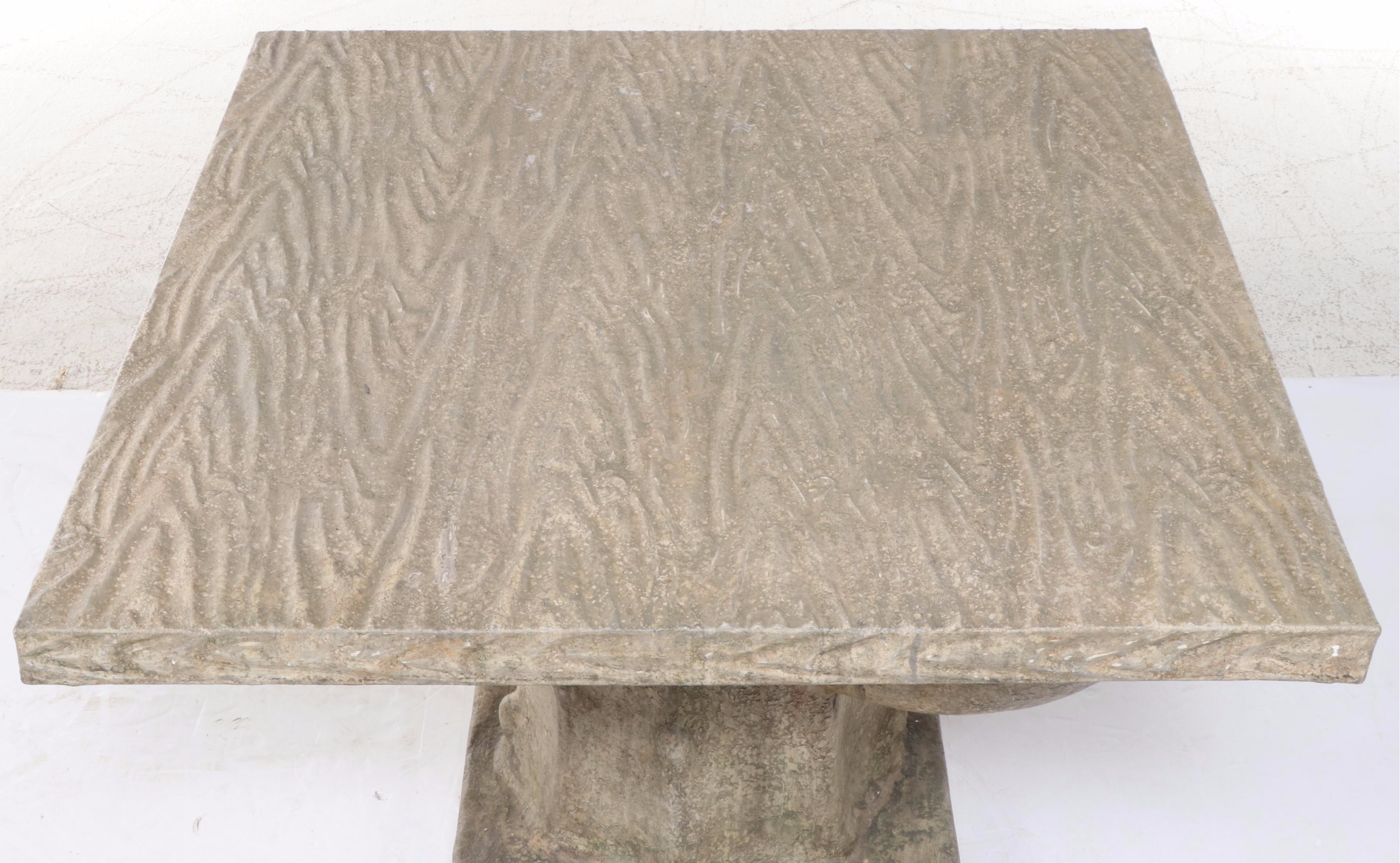 Faux Bois Concrete-over-Steel Tree Trunk Motif Dining Table