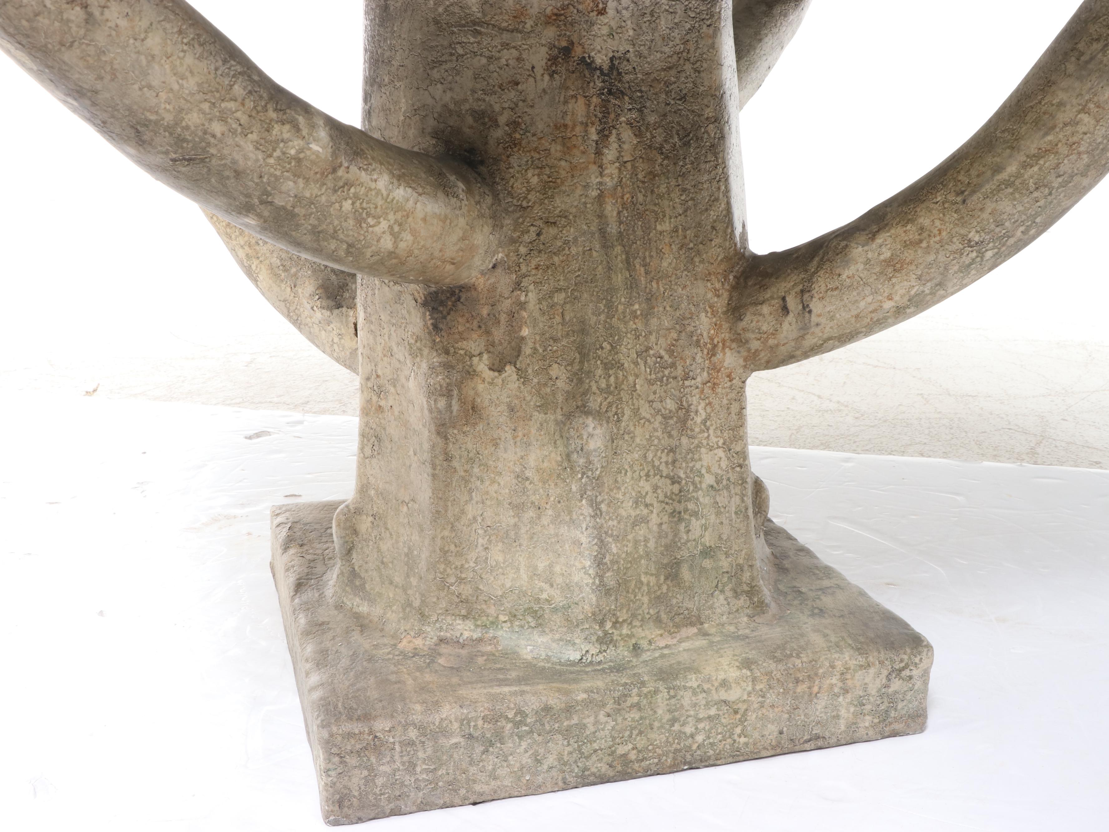 Faux Bois Concrete-over-Steel Tree Trunk Motif Dining Table