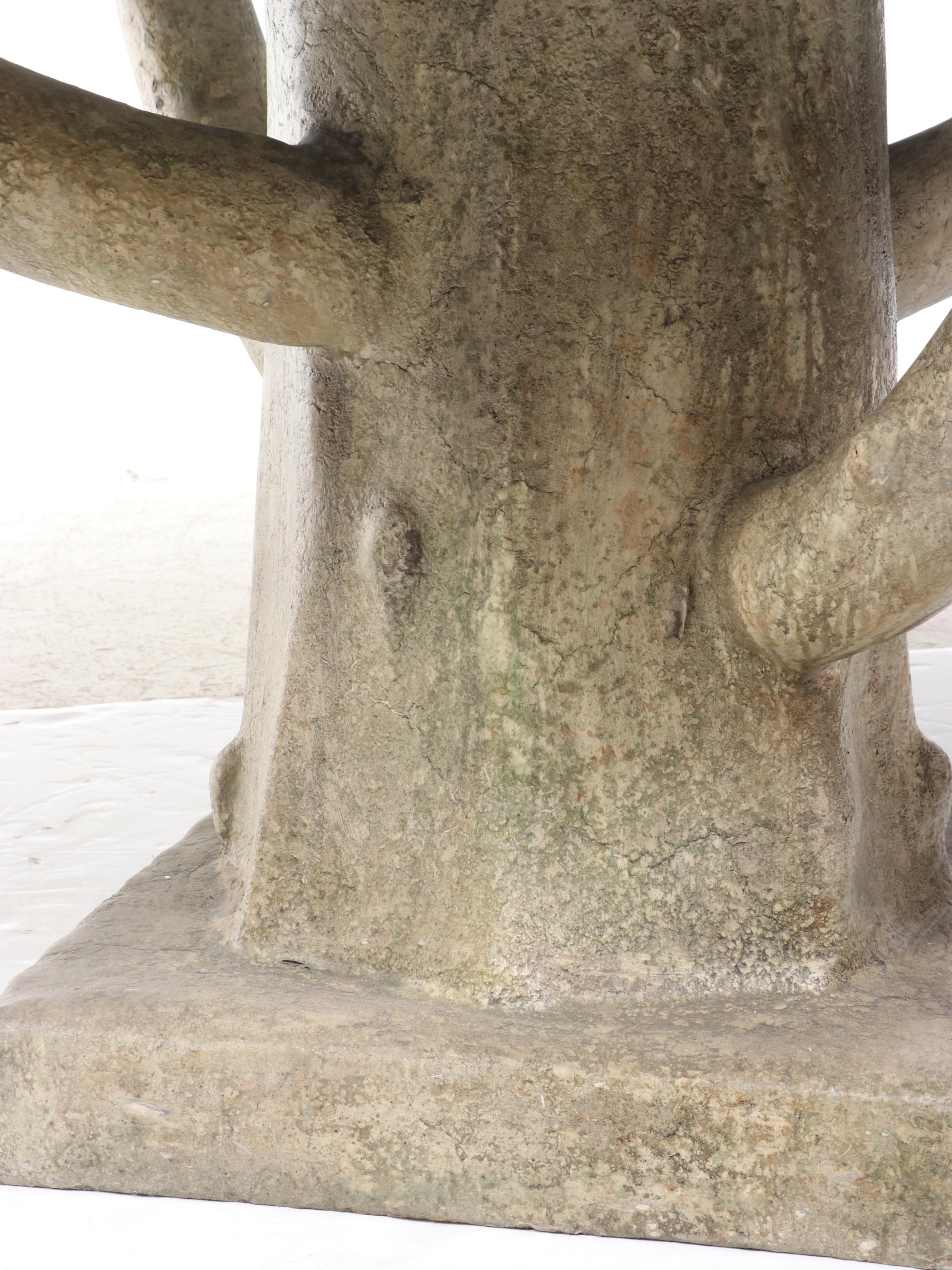 Faux Bois Concrete-over-Steel Tree Trunk Motif Dining Table