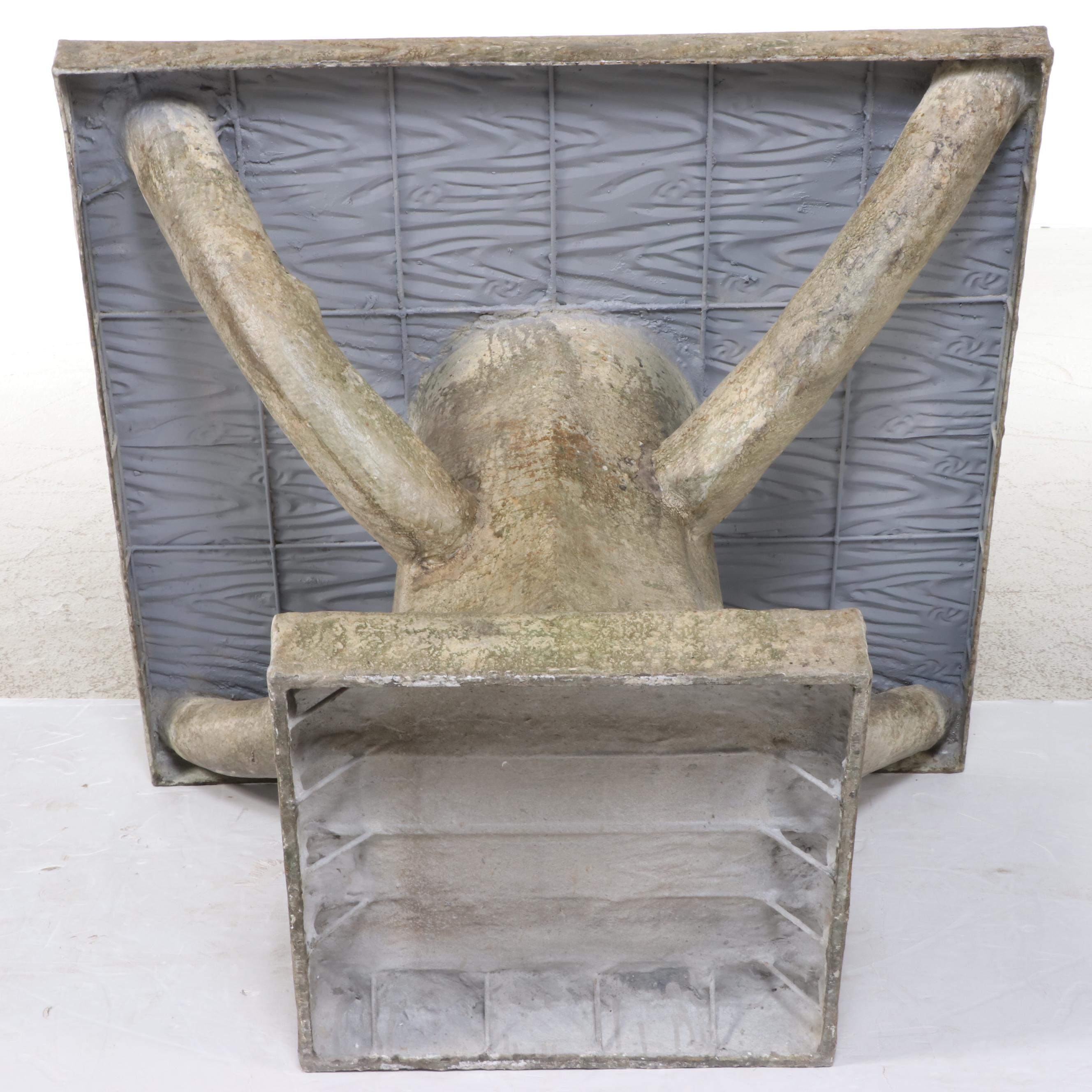 Faux Bois Concrete-over-Steel Tree Trunk Motif Dining Table