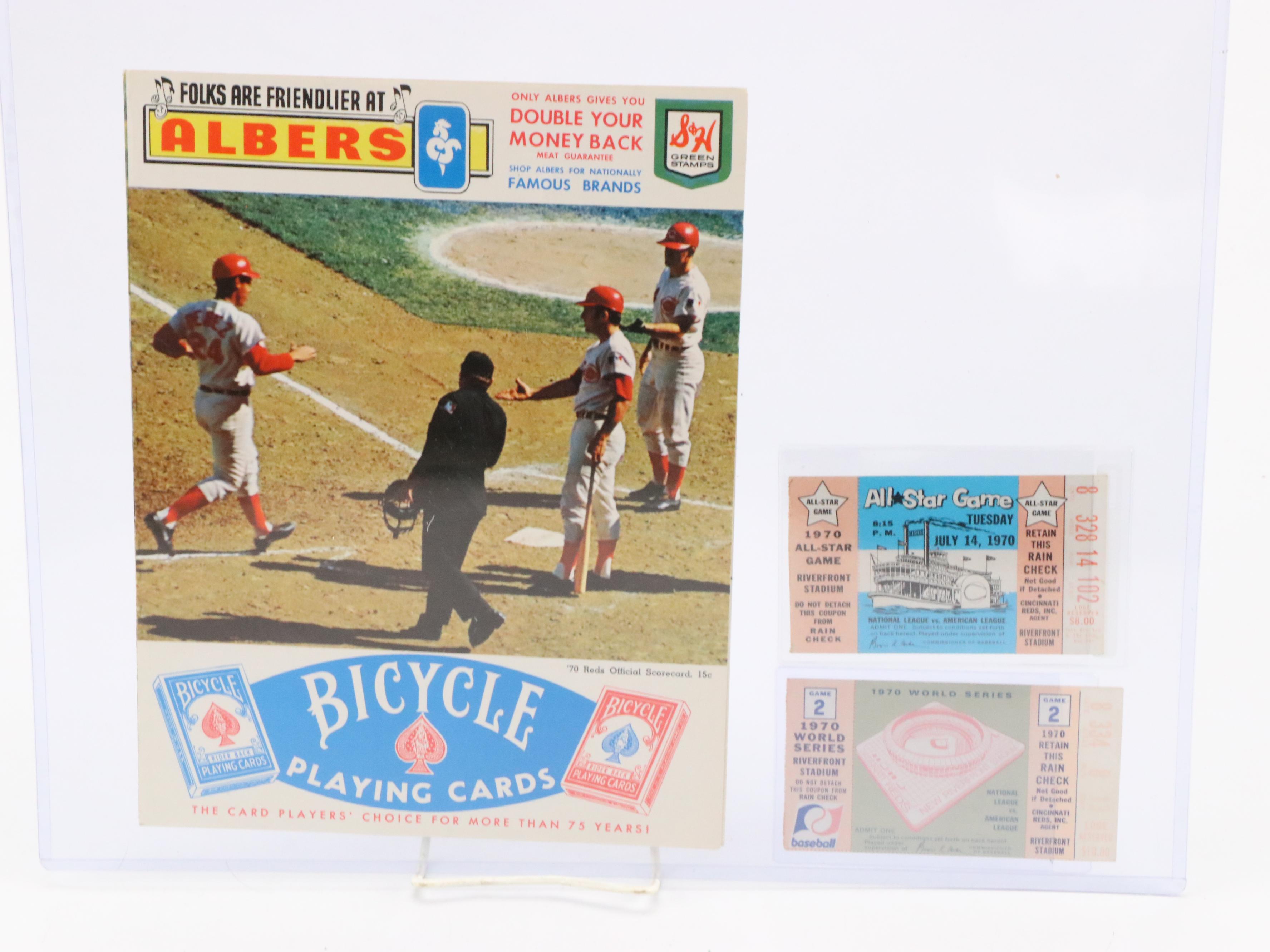 1970 World Series and All-Star Game Ticket Stubs with Mini Bat and More