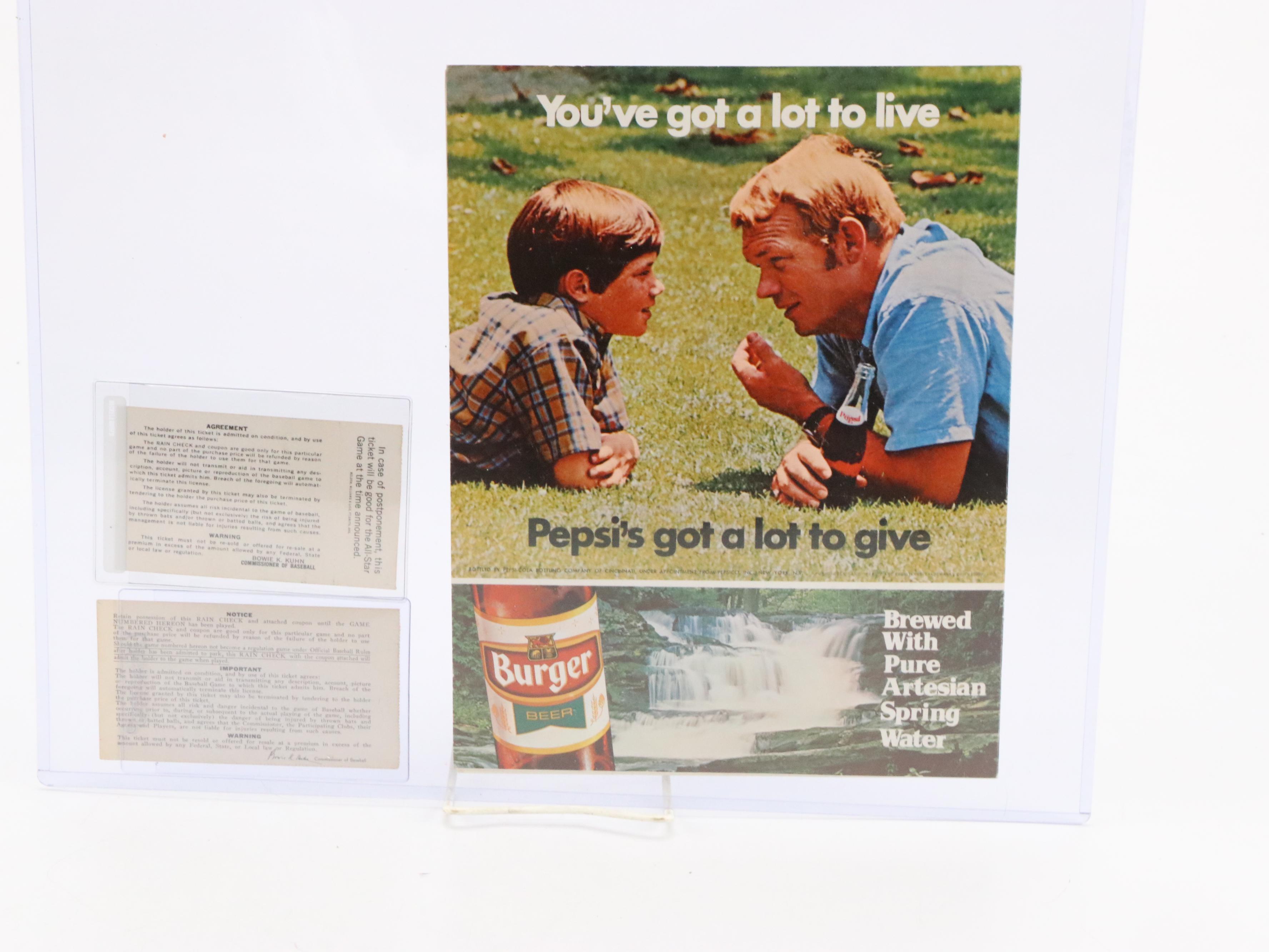 1970 World Series and All-Star Game Ticket Stubs with Mini Bat and More