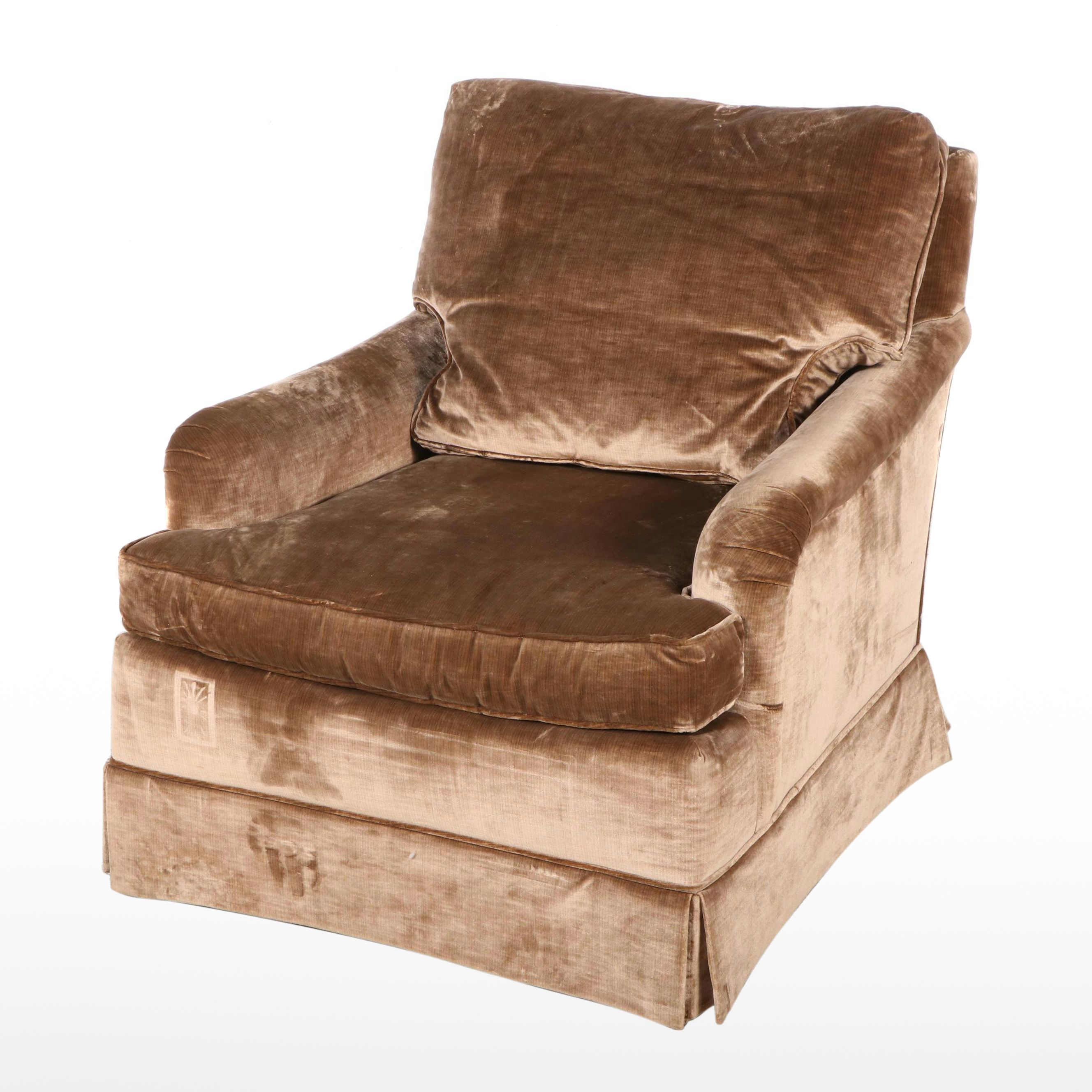 W & J Sloane Inc. Velveteen Upholstered Armchair