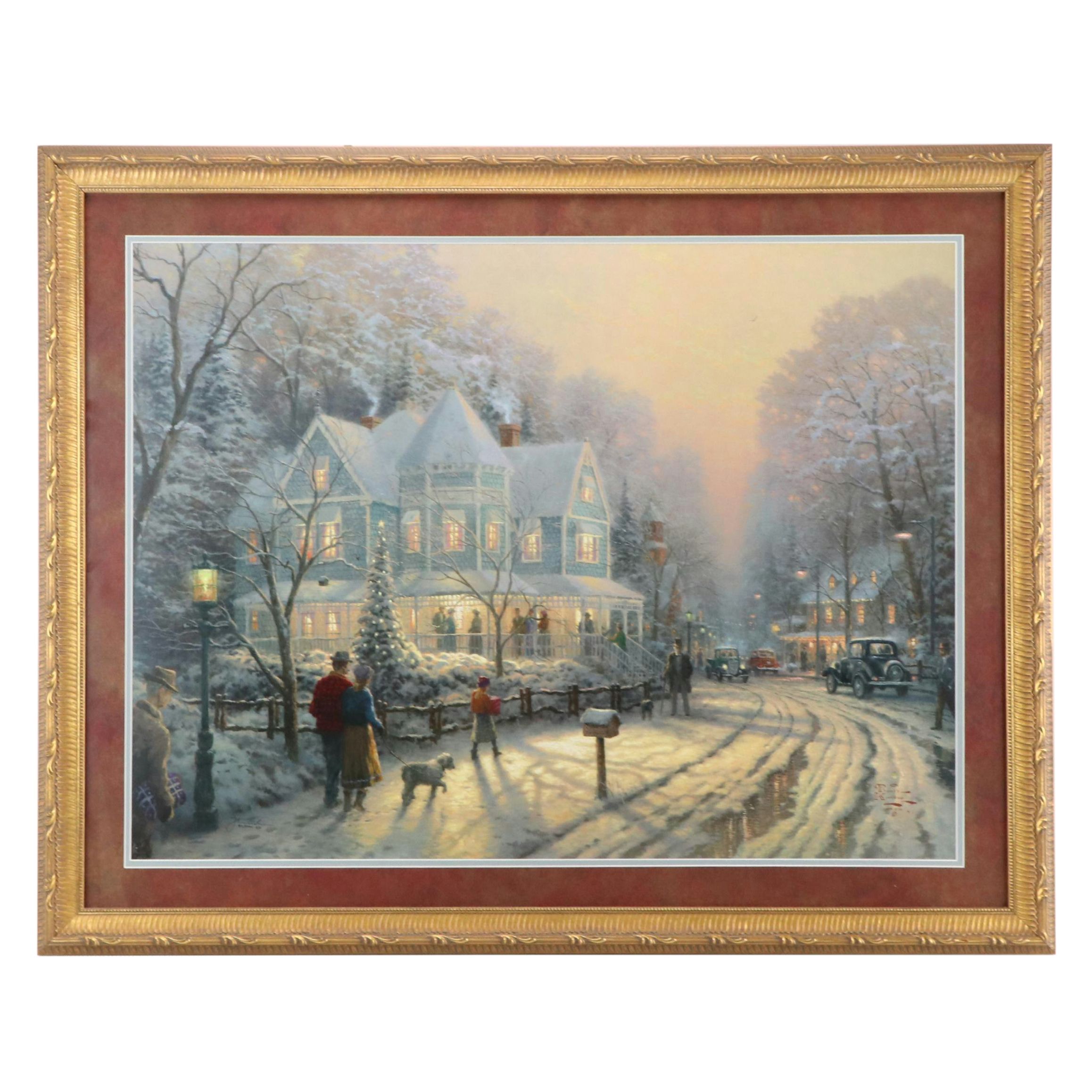 Thomas Kinkade Offset Lithograph "A Holiday Gathering"