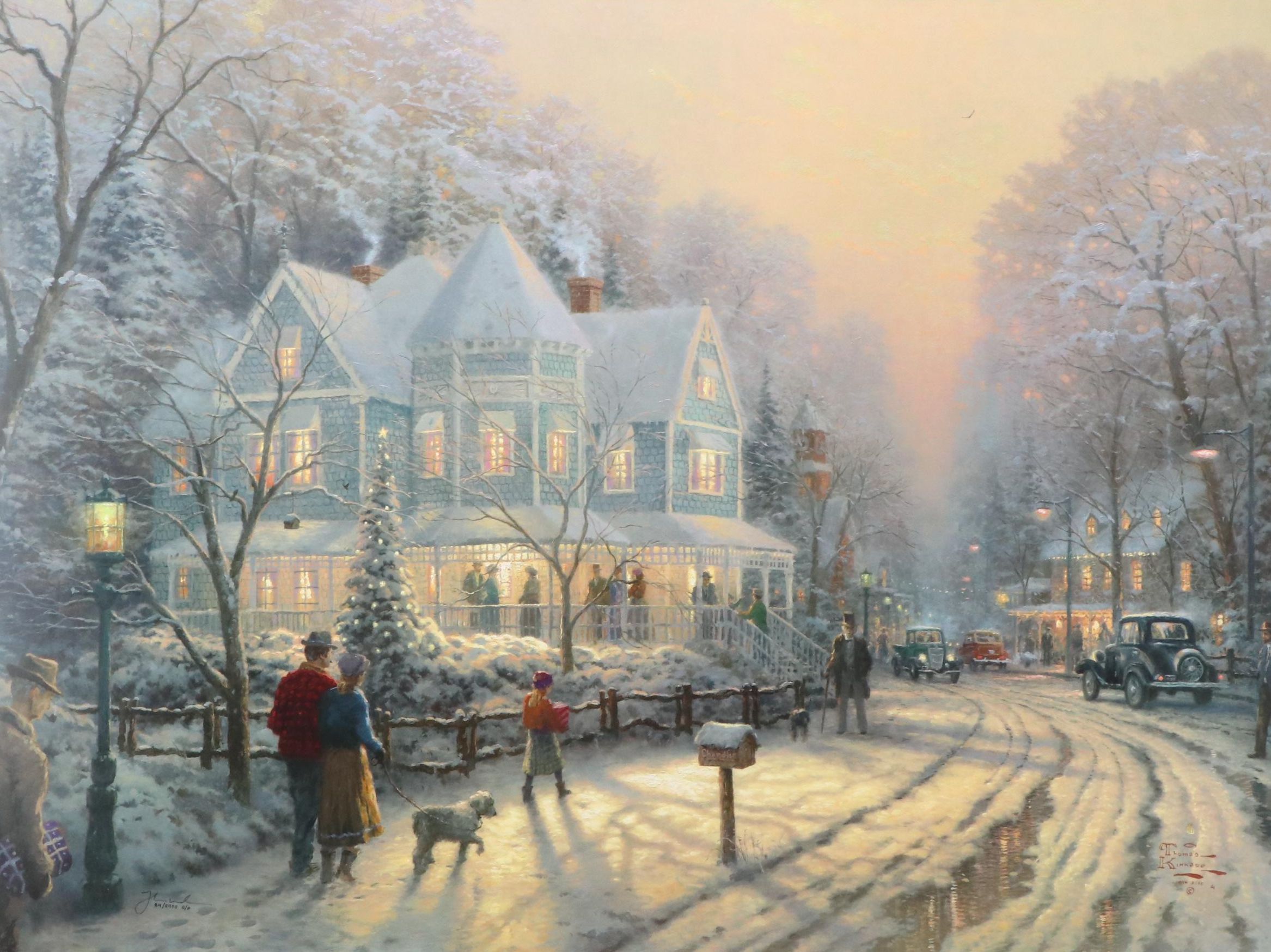 Thomas Kinkade Offset Lithograph "A Holiday Gathering"